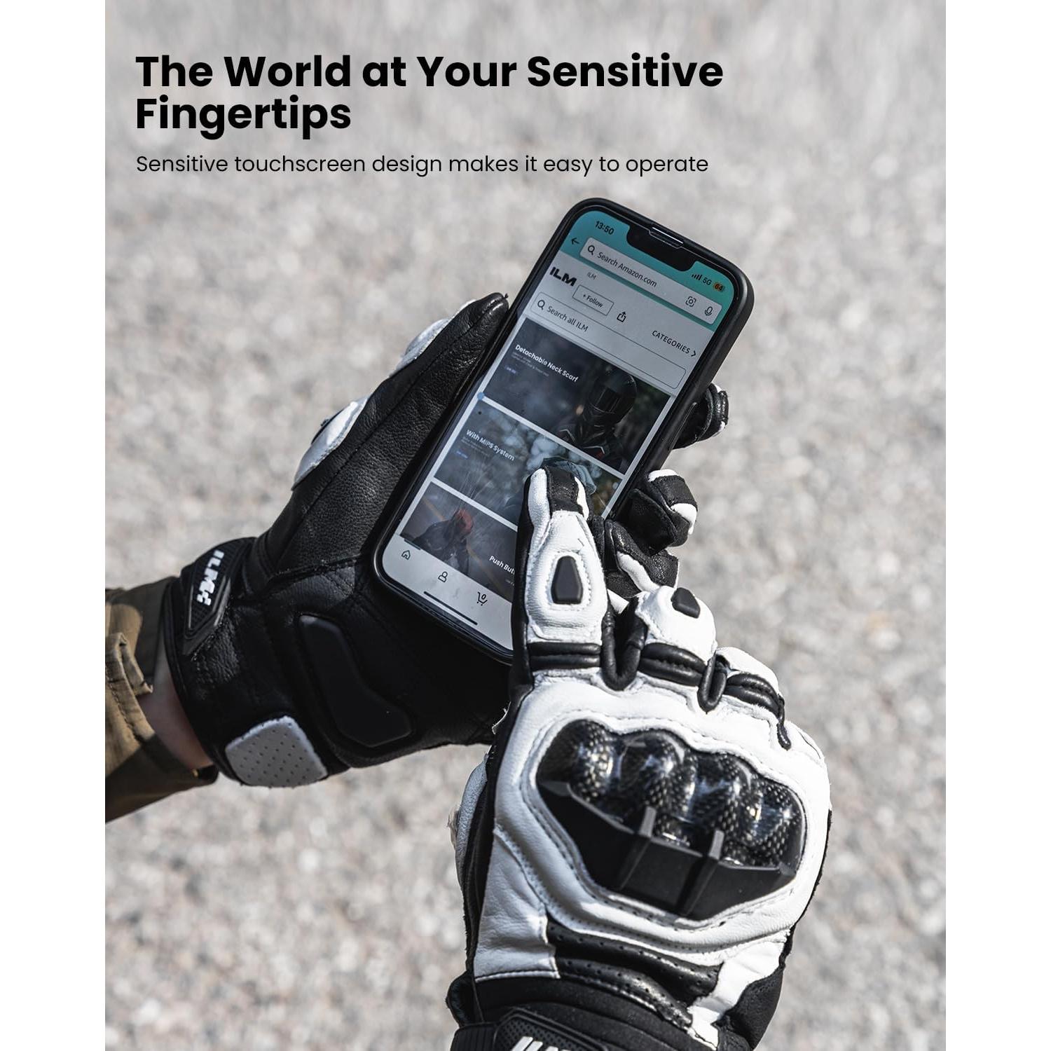 Guantes de motocicleta ILM GRC01L Cuero Transpirables XXL