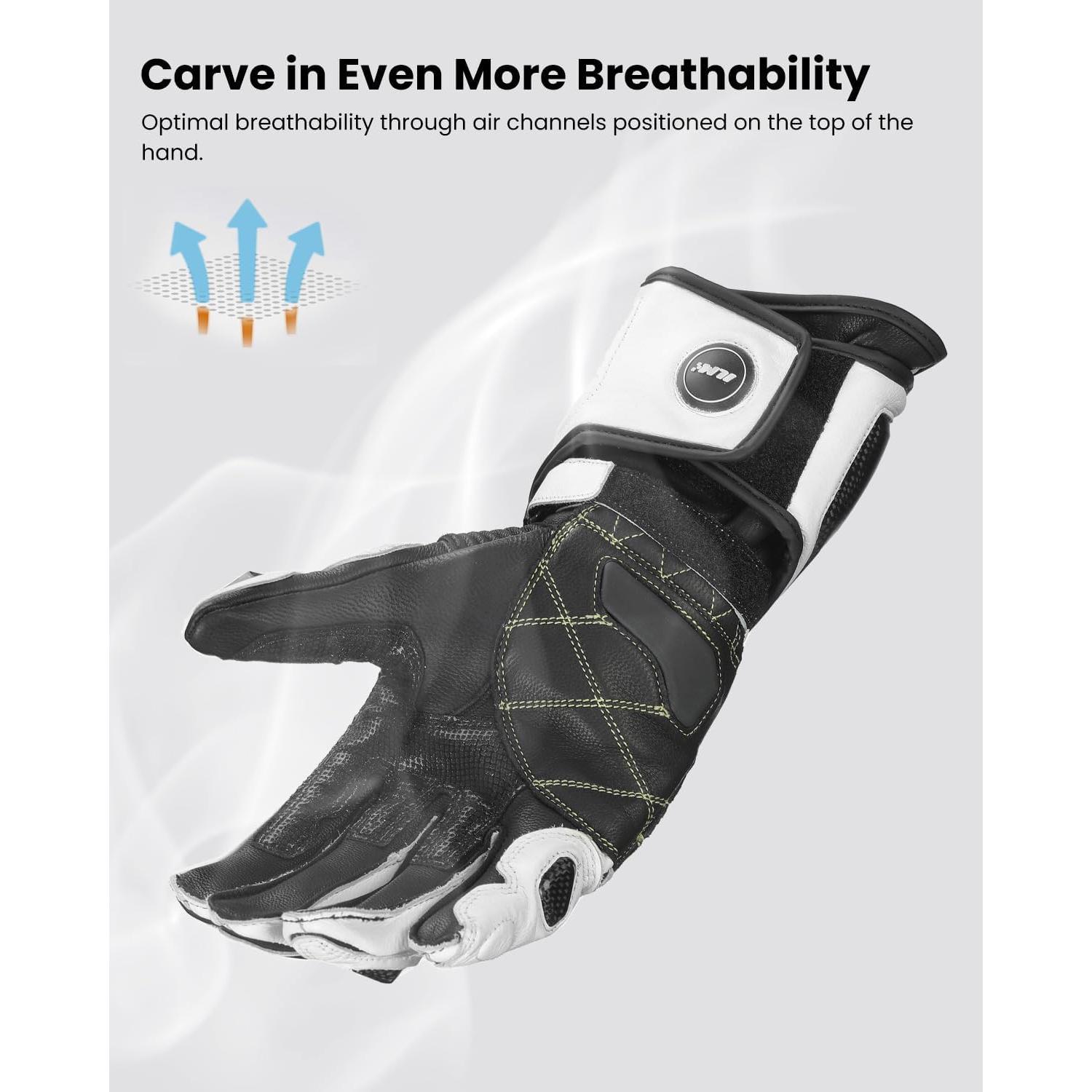 Guantes de motocicleta ILM GRC01L Cuero Transpirables XXL