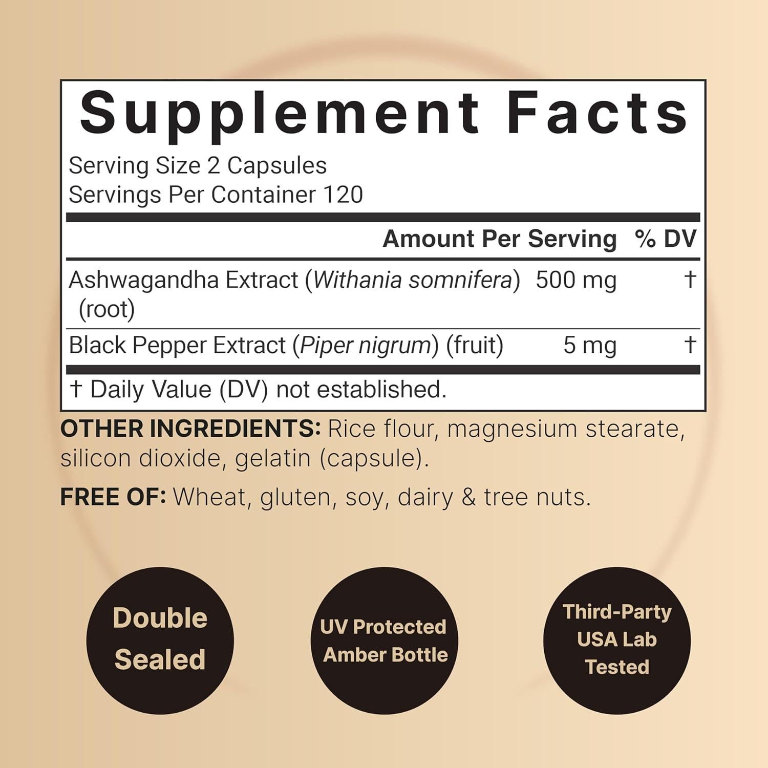 NatureBell Ashwagandha 240 Cápsulas con Pimienta Negra - Adaptógeno