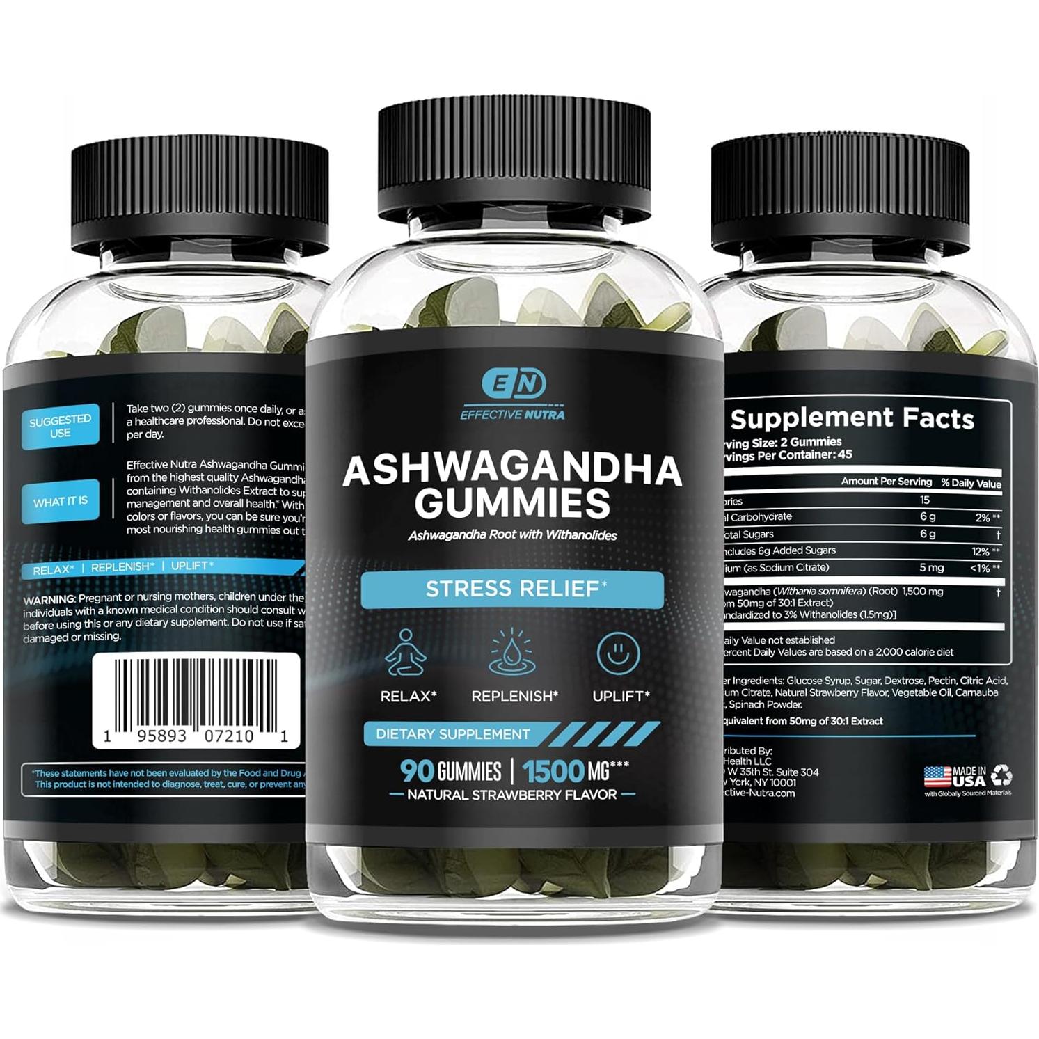 Gomitas de Ashwagandha 1500mg Effective Nutra - 90 Unidades