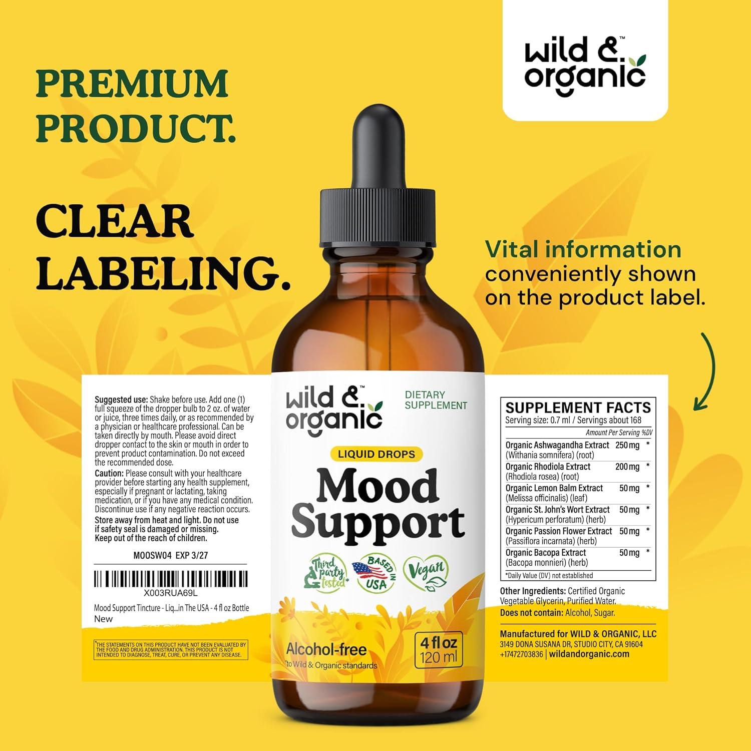 Suplemento Líquido Wild & Organic 118.3 ml - Apoyo al Estado de Ánimo