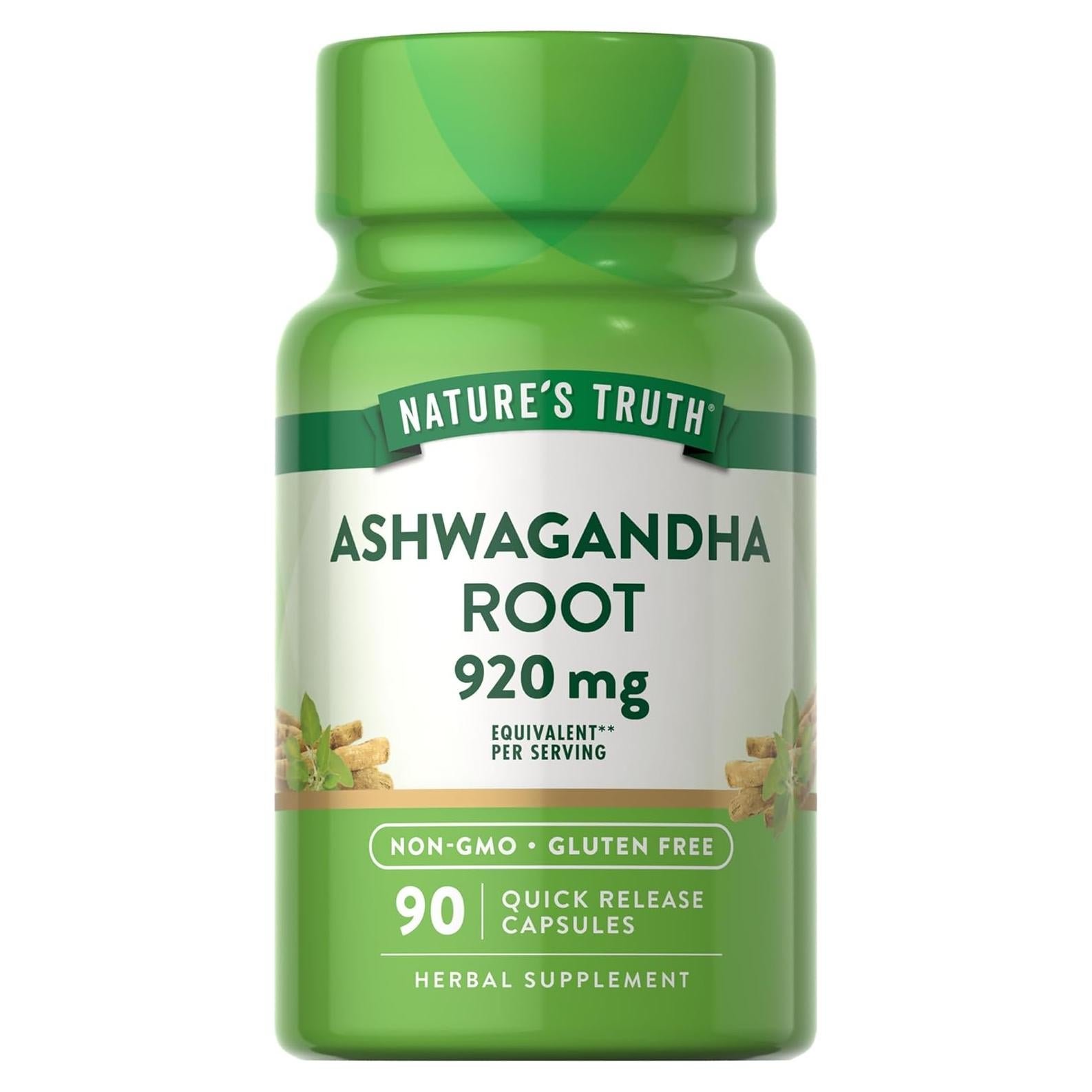 Suplemento de Ashwagandha Nature's Truth 920 mg 90 Cápsulas Sin OGM