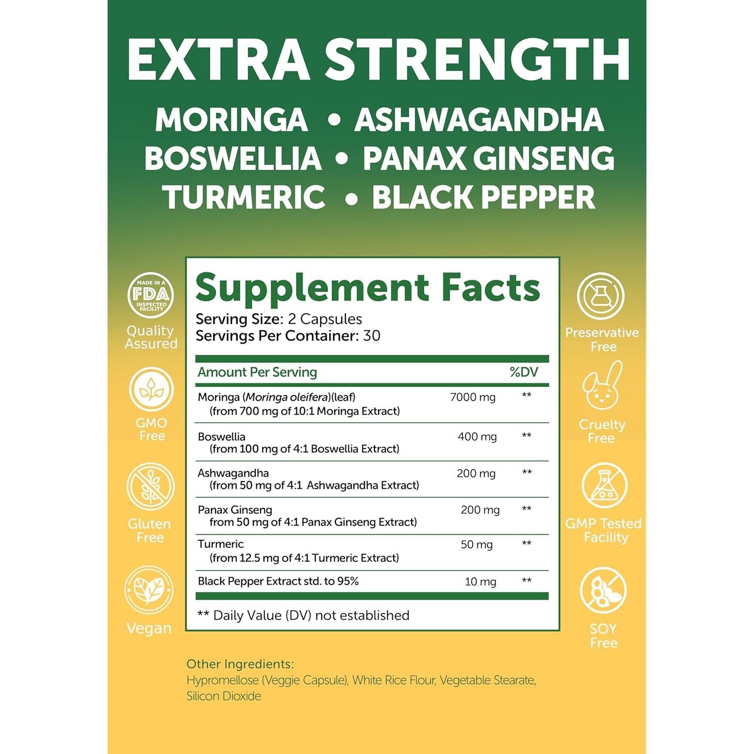 Cápsulas de Moringa Lunakai 7850mg - 60 Unidades Veganas