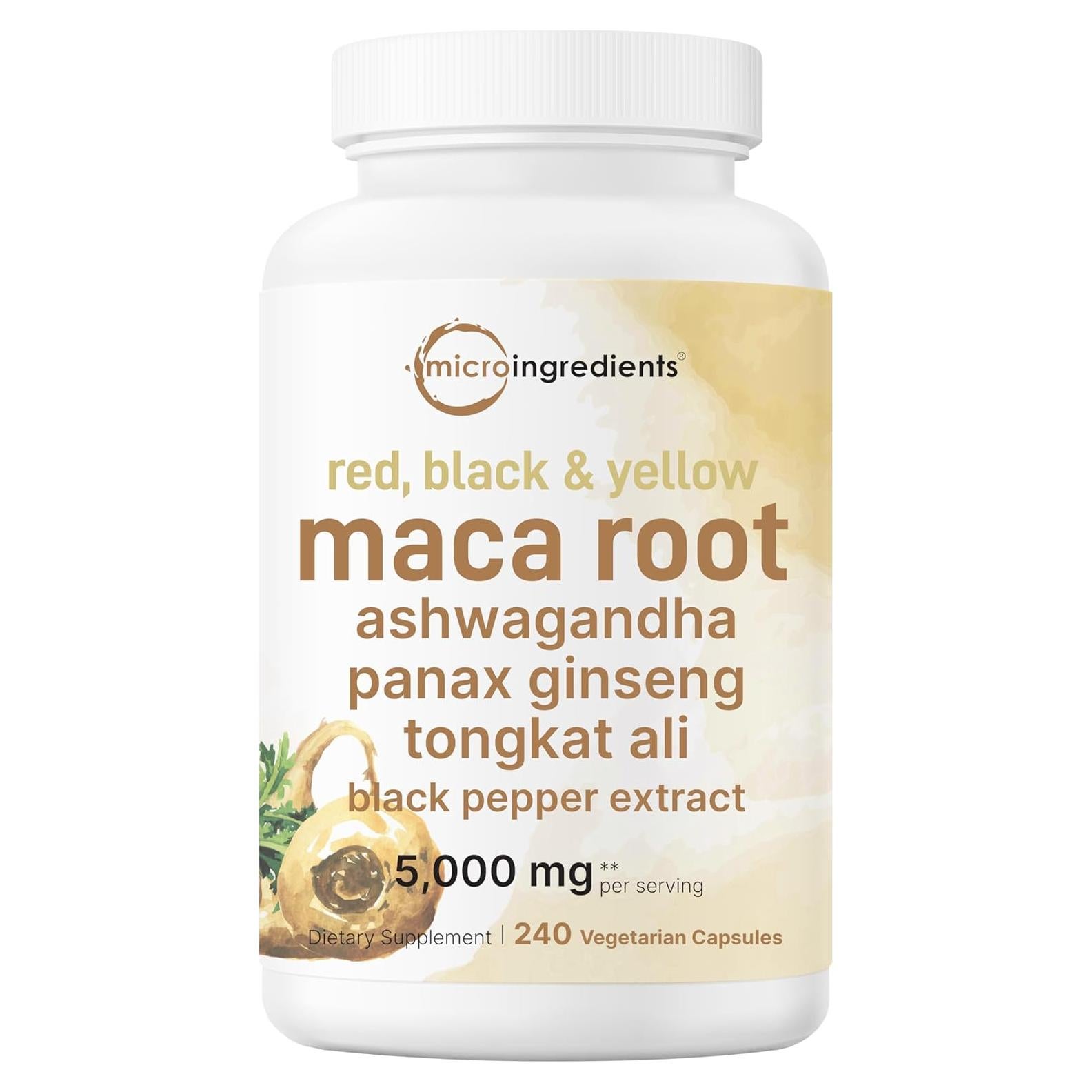 Cápsulas de Raíz de Maca 5000mg Micro Ingredients 240 Unidades