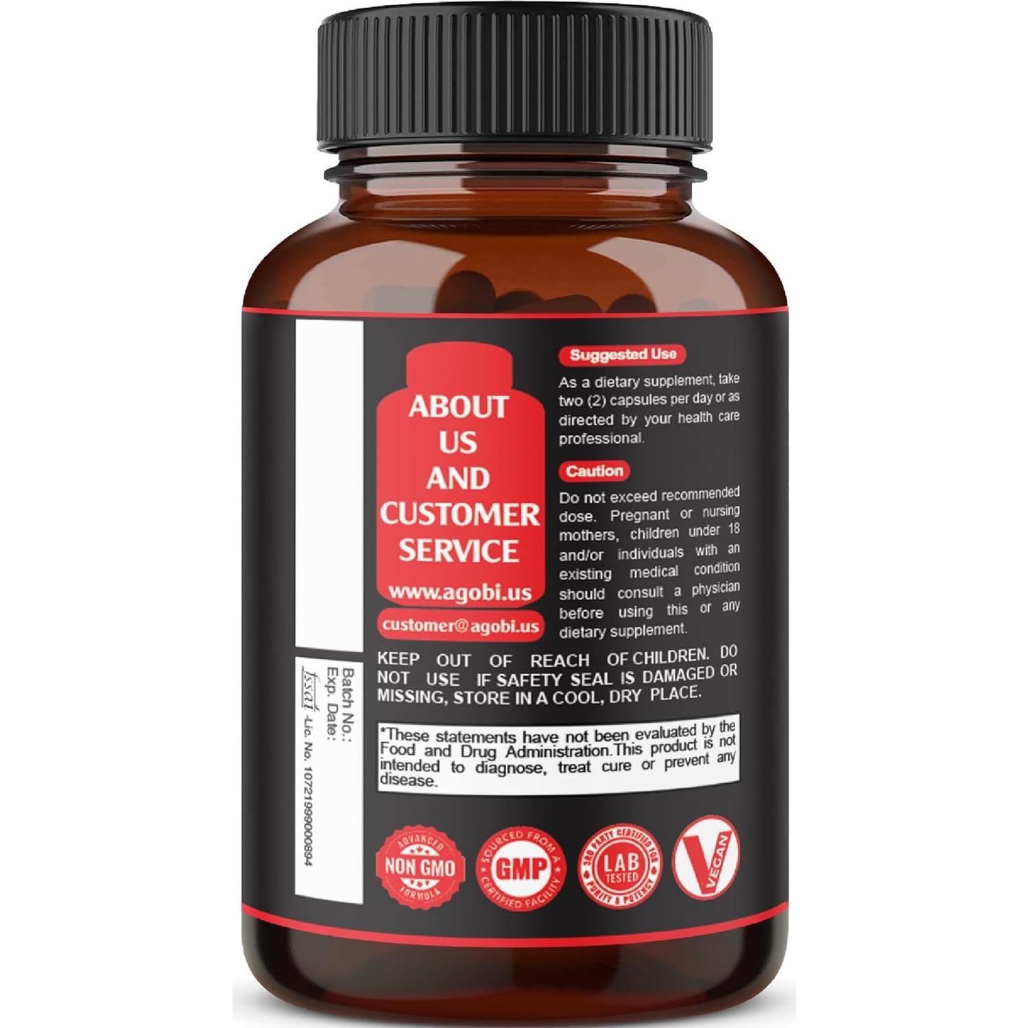 Suplemento de Testosterona Agobi - 60 Cápsulas Veganas - 11 Hierbas