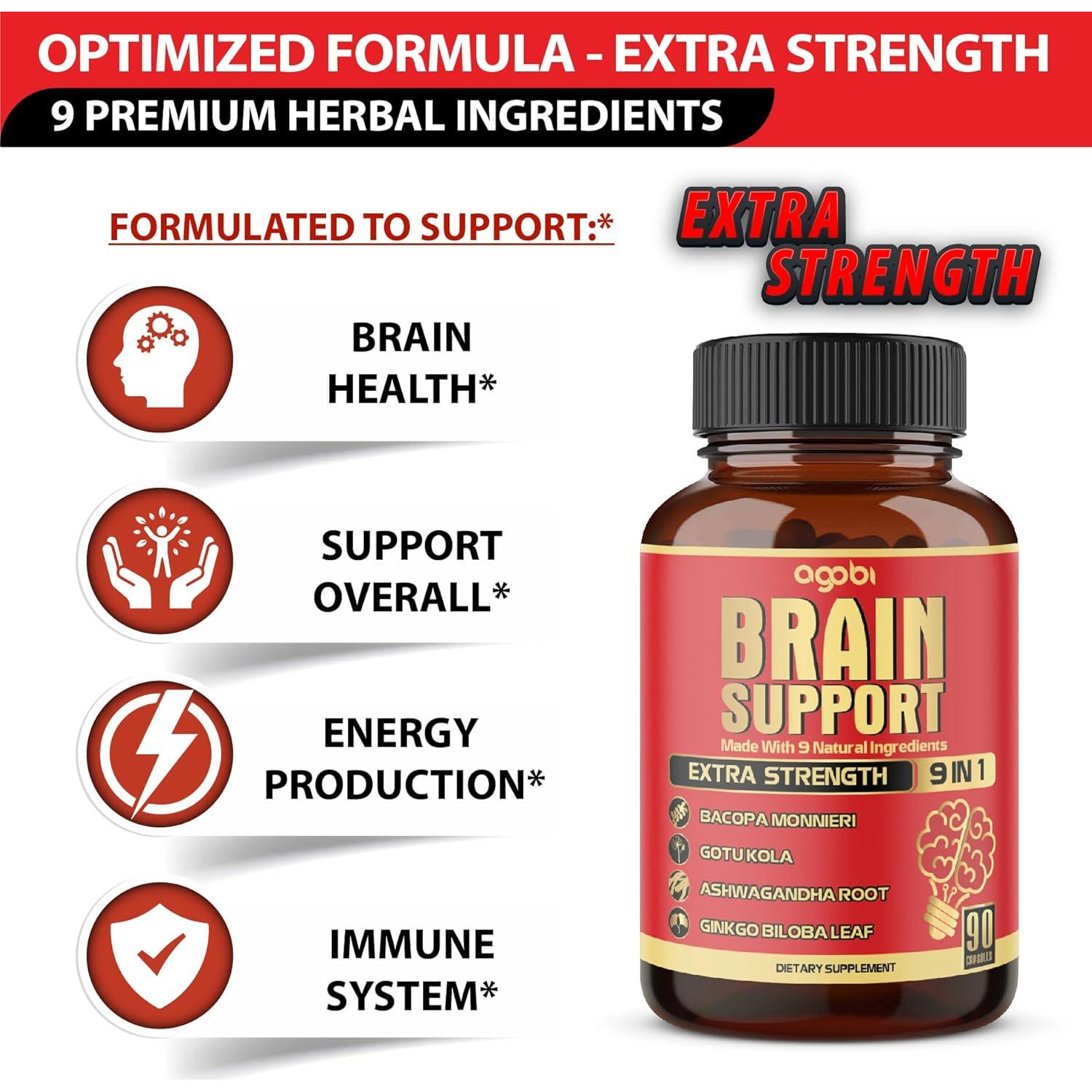 Suplemento Cerebral 9en1 Agobi - 90 Cápsulas Veganas