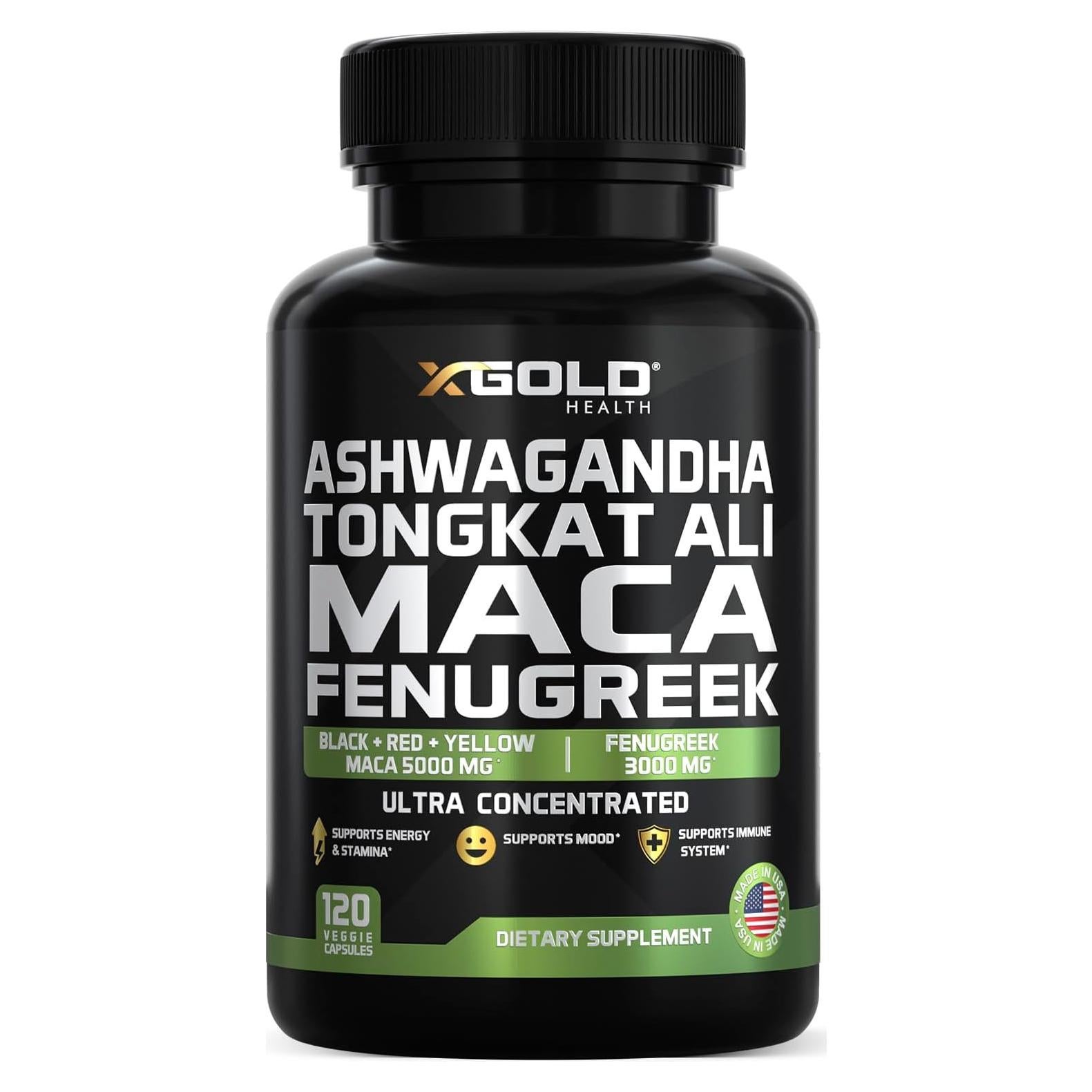 Suplemento Herbal Ashwagandha 5000mg + Maca 5000mg + Fenogreco 3000mg