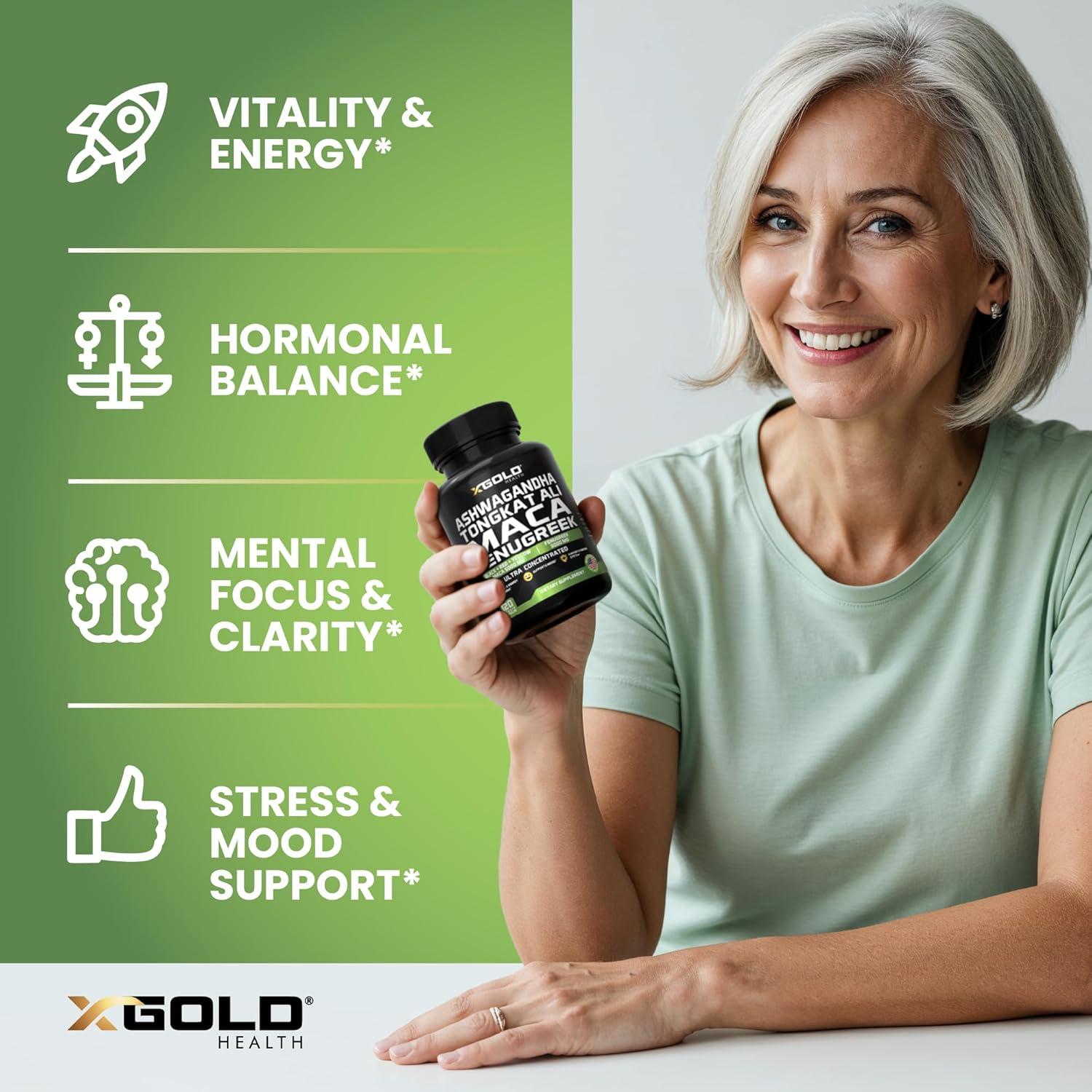 Suplemento Herbal Ashwagandha 5000mg + Maca 5000mg + Fenogreco 3000mg