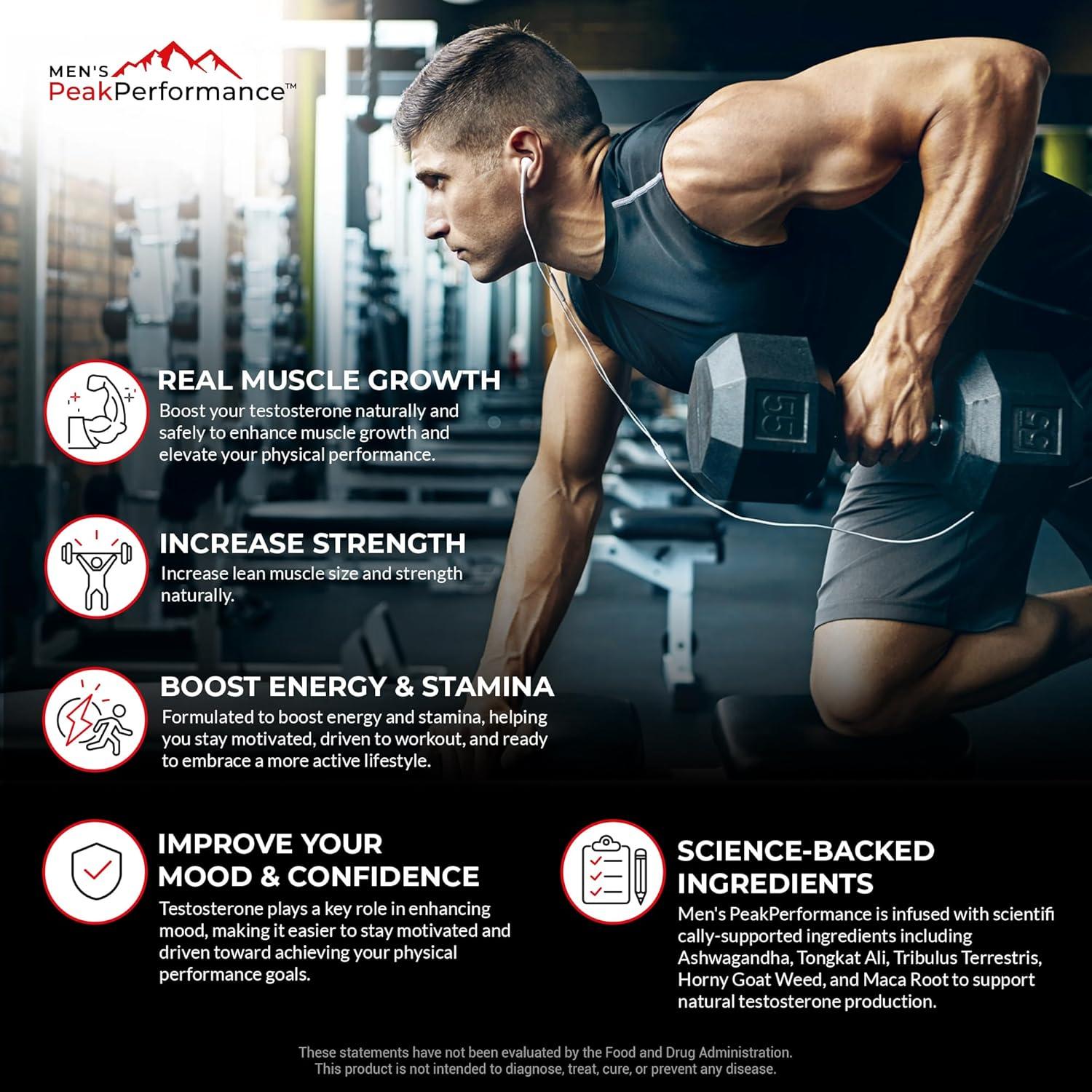 Suplemento Aumentador de Testosterona Men's PeakPerformance - 90 Cápsulas