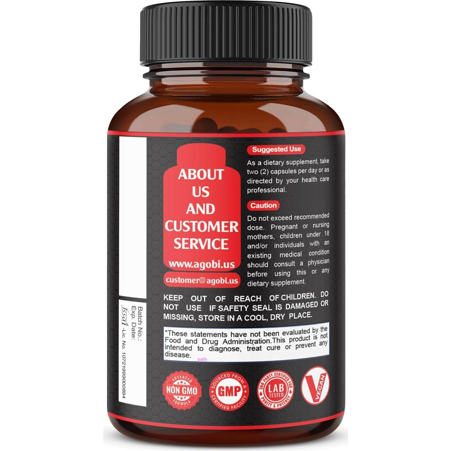 Suplemento de Testosterona Agobi - 60 Cápsulas - 11 Hierbas