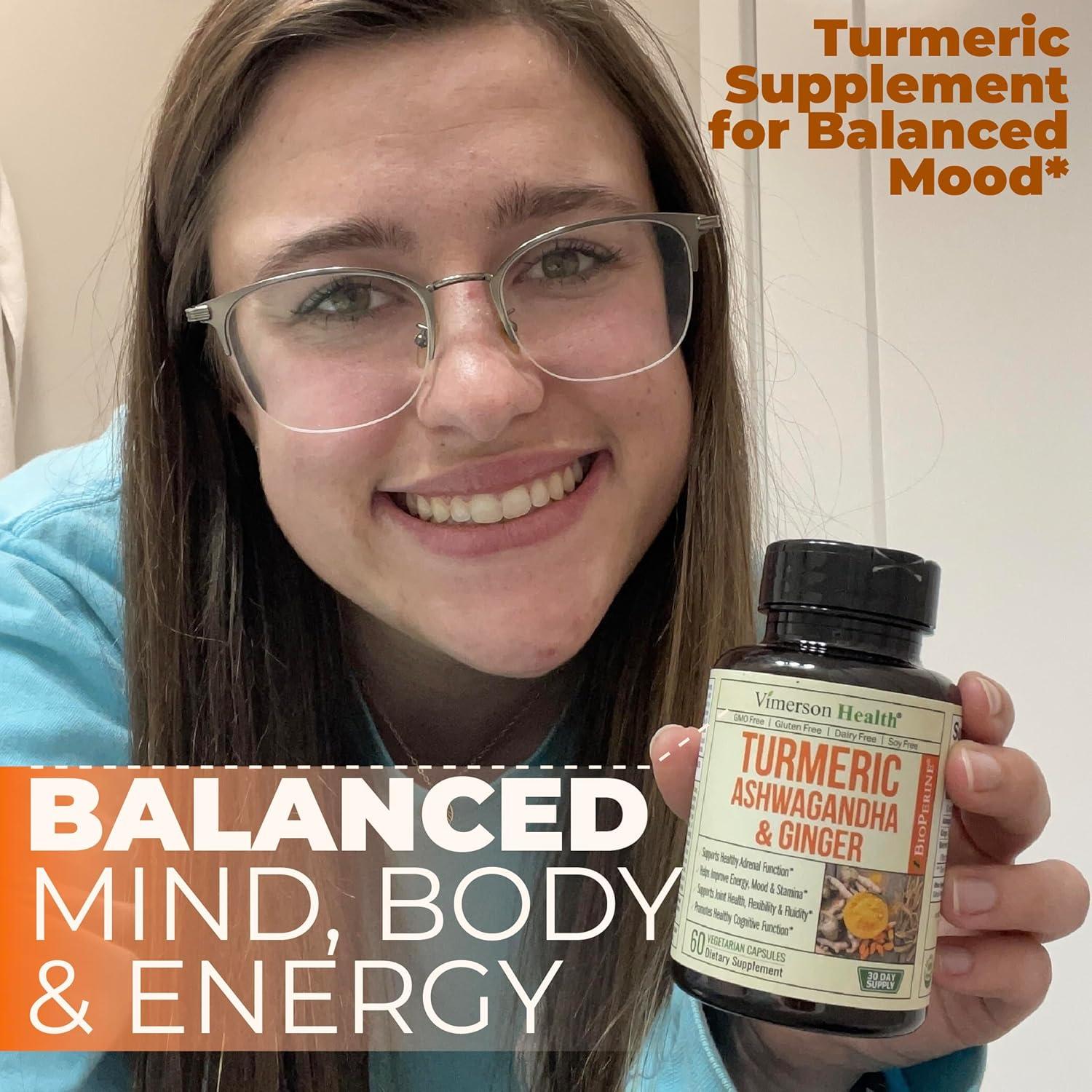 Suplemento de Cúrcuma y Ashwagandha Vimerson 60 Cápsulas