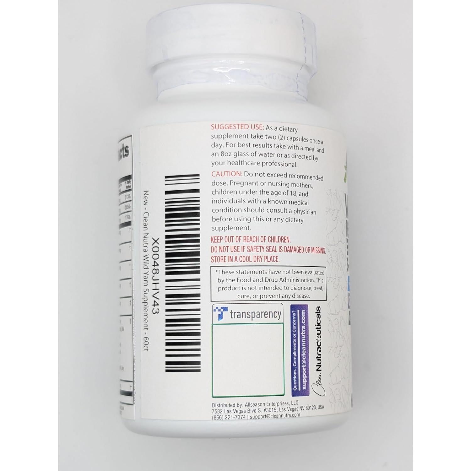 Cápsulas Clean Nutra de Raíz de Ñame Salvaje 60 Unidades