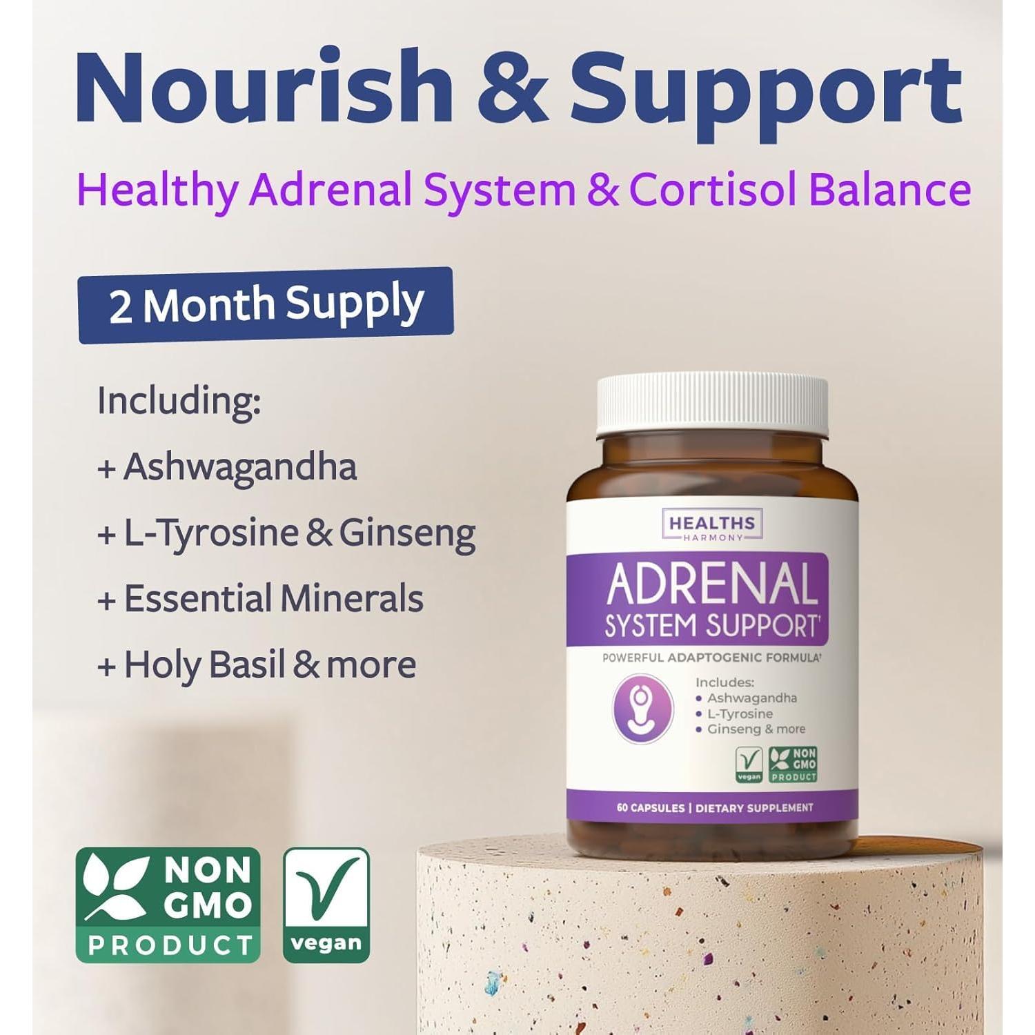 Suplemento de Apoyo Adrenal Healths Harmony 60 Cápsulas