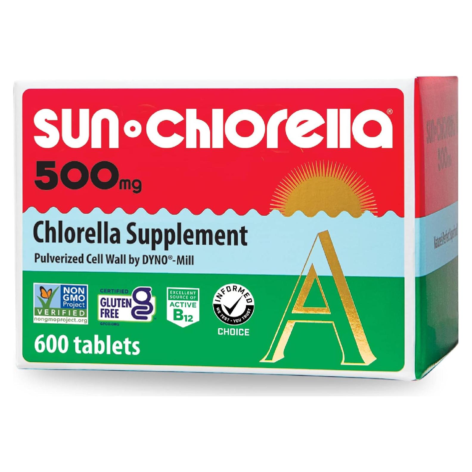 Sun Chlorella 500mg Suplemento de Algas Verdes 600 Tabletas