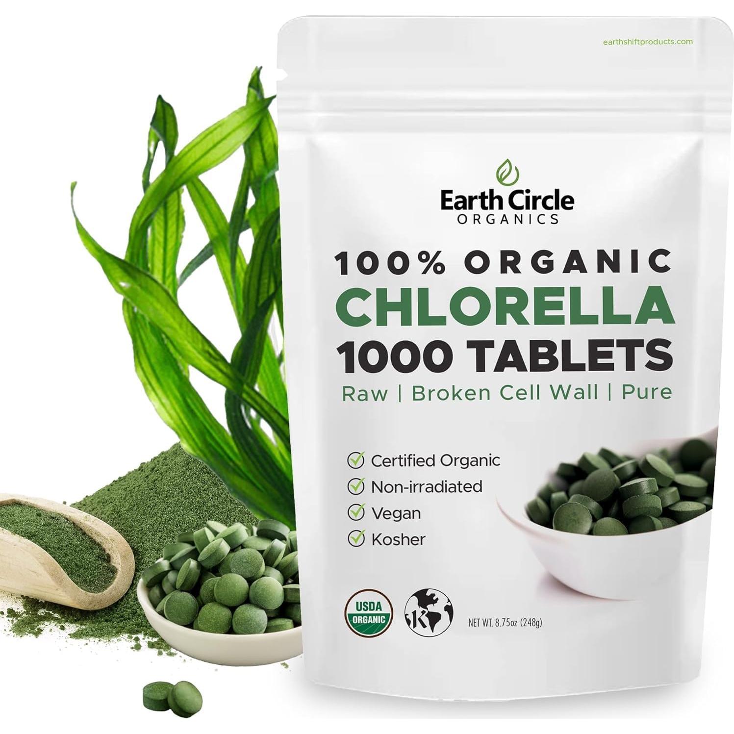 Tabletas de Chlorella Orgánica 1000 Unidades Earth Circle