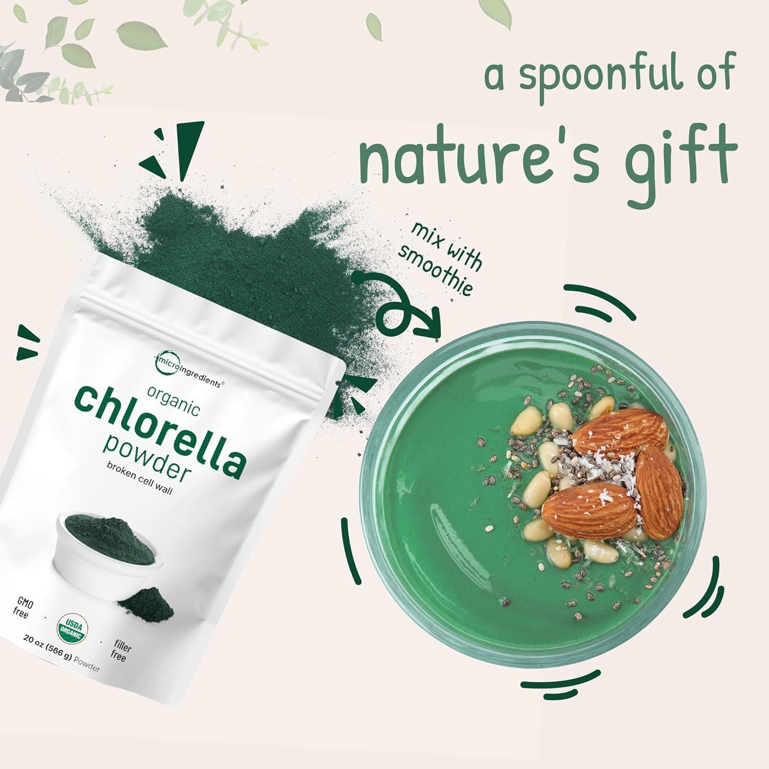 Polvo de Chlorella Orgánica Micro Ingredients 567g - Superalimento