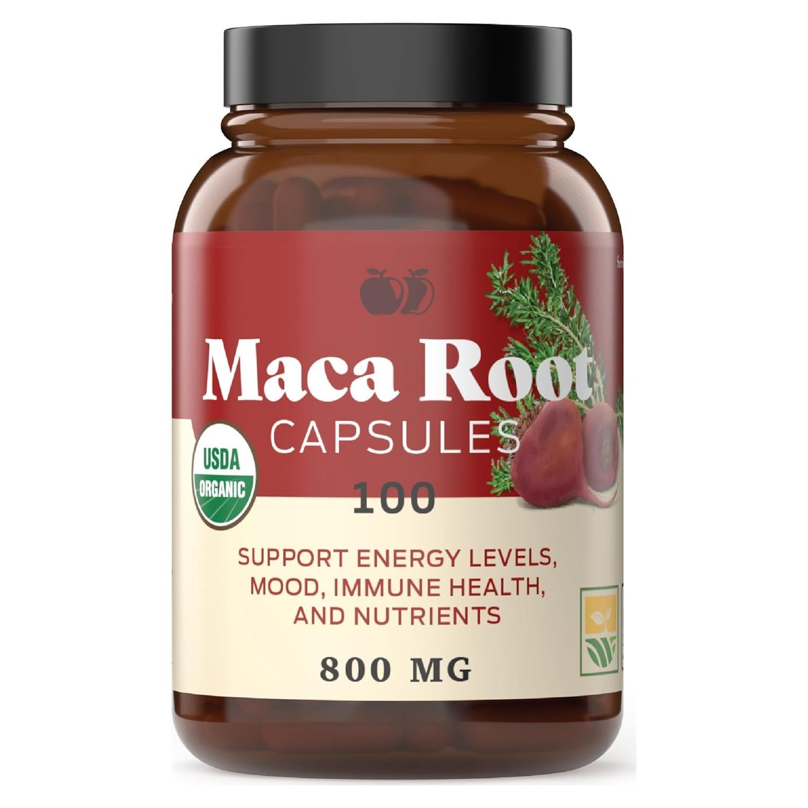 Cápsulas de Maca Roja Orgánica 800mg - 100 Pastillas Gelatinizadas