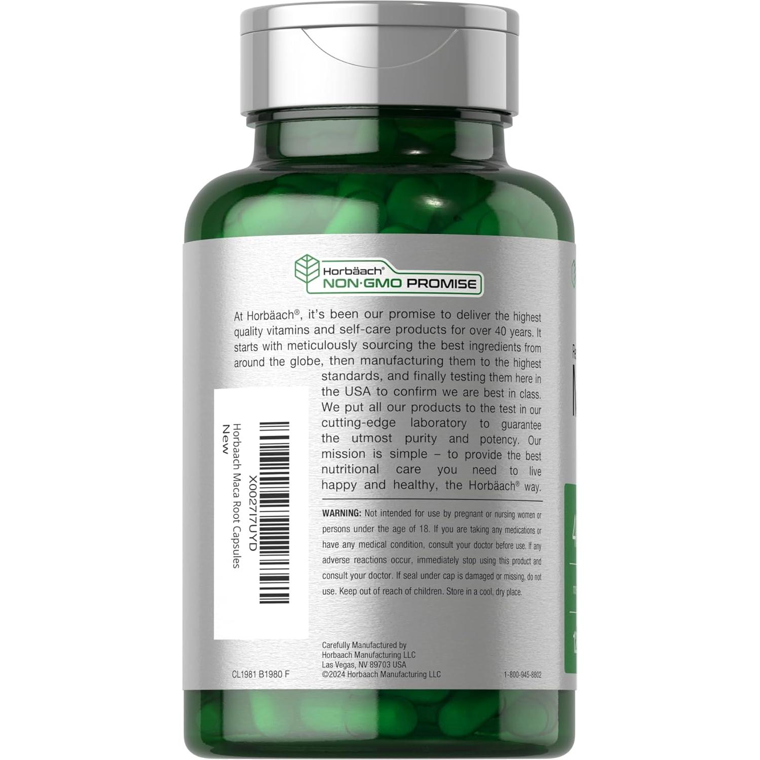 Cápsulas de Maca Horbäach 120 Píldoras Sin OGM y Gluten