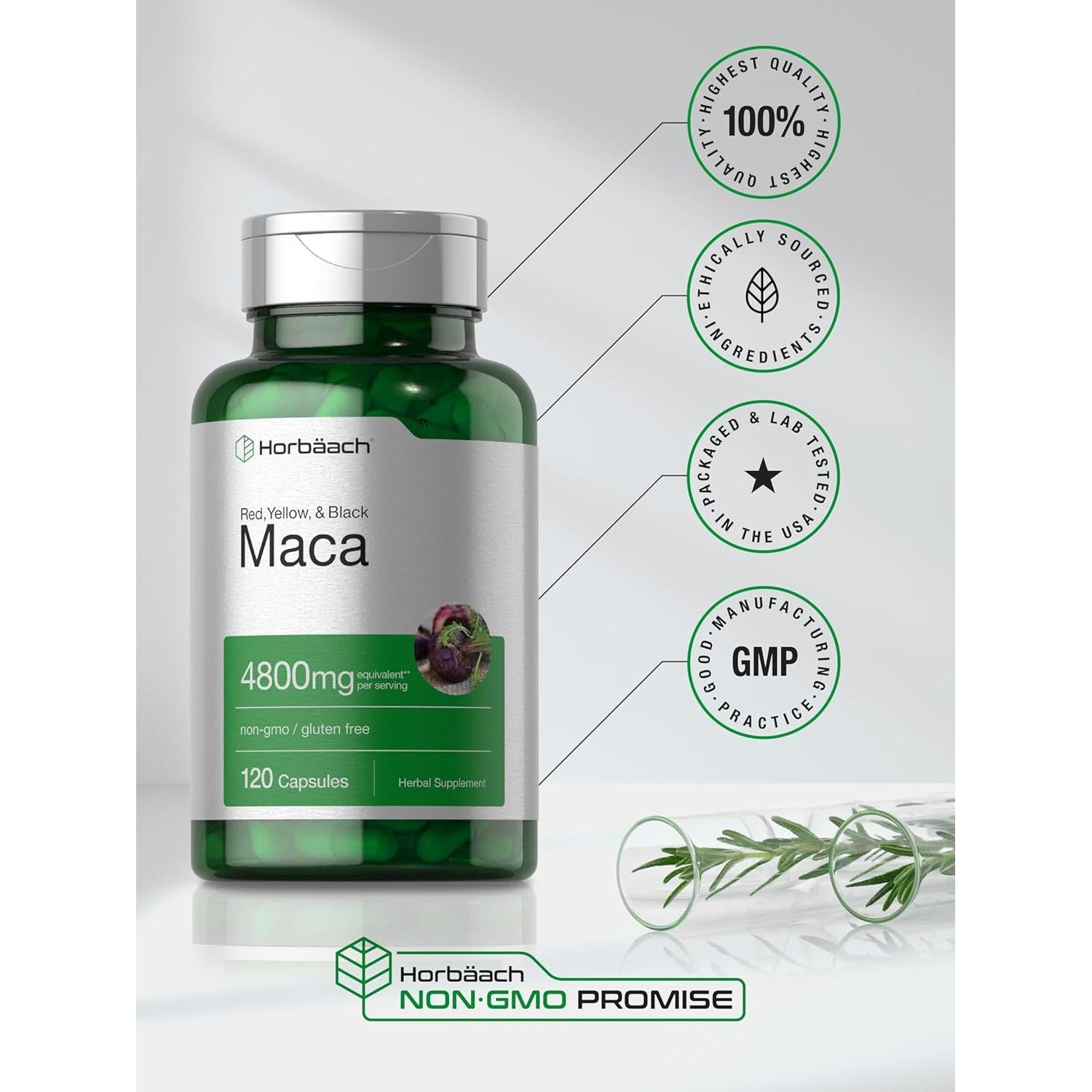 Cápsulas de Maca Horbäach 120 Píldoras Sin OGM y Gluten