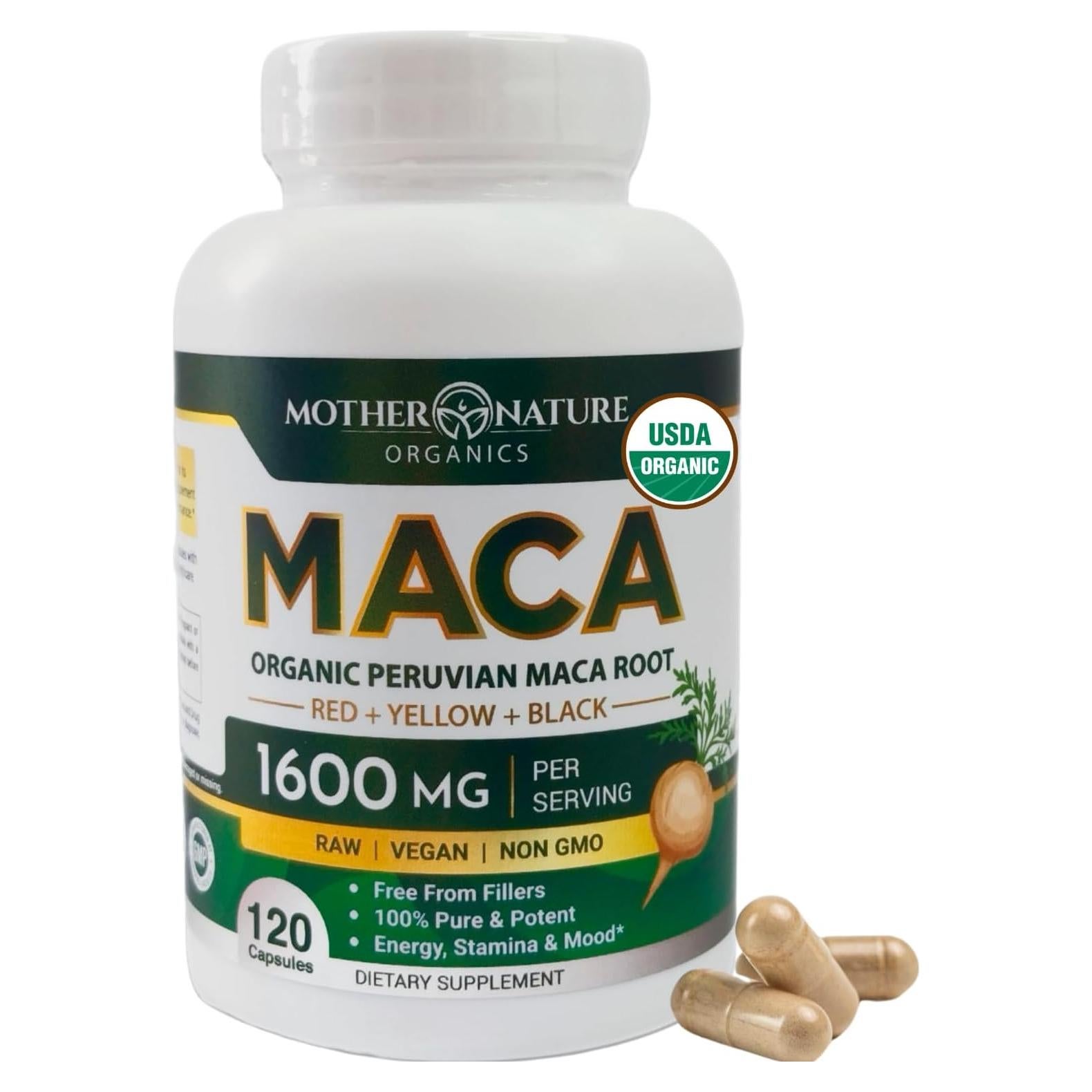 Cápsulas de Maca Orgánica Madre Naturaleza 1600mg 120ct