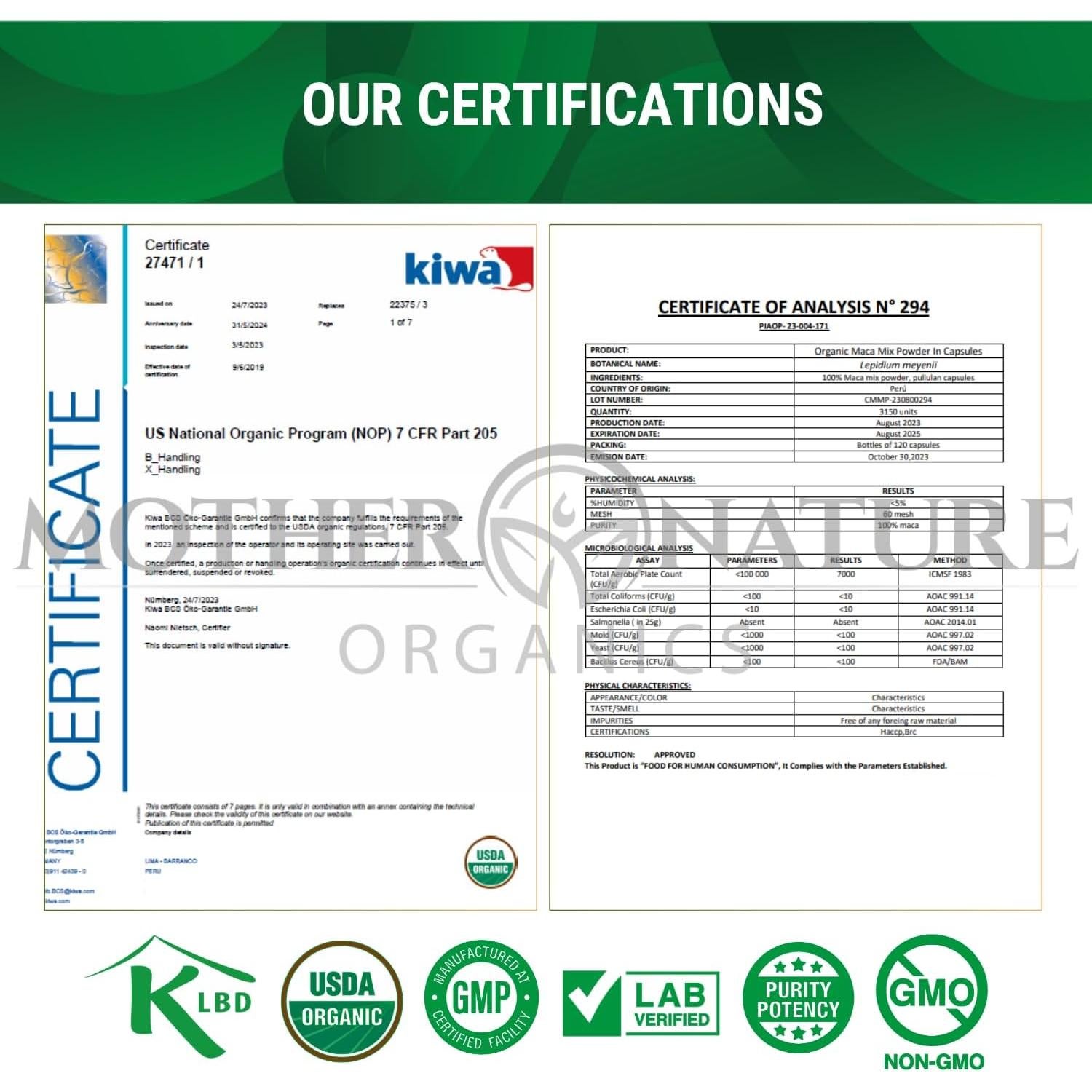 Cápsulas de Maca Orgánica Madre Naturaleza 1600mg 120ct