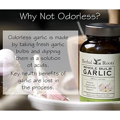 Píldoras de Ajo Orgánico Herbal Roots 600 mg - 60 Cápsulas Veganas