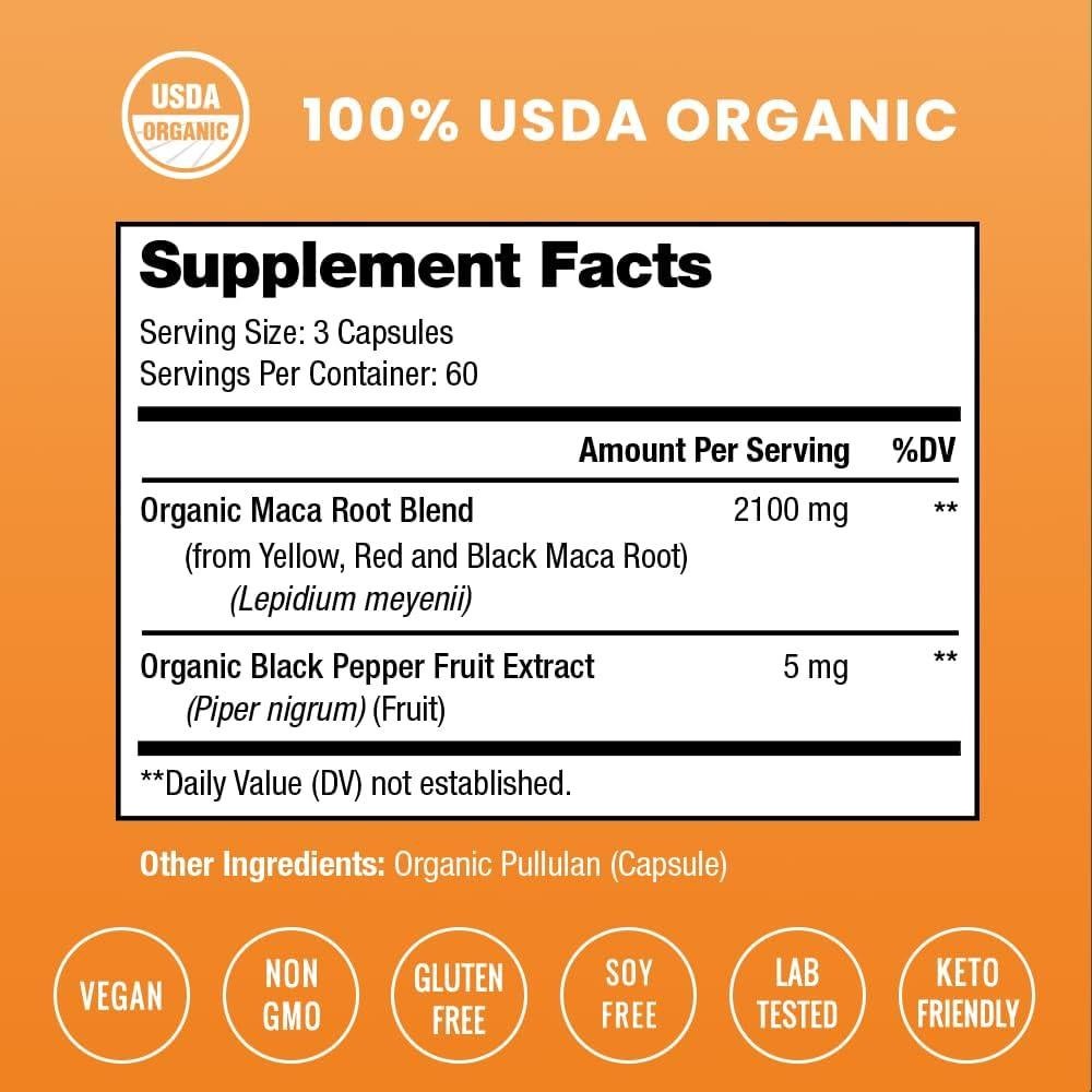 Cápsulas de Maca Orgánica NutraChamps 2100mg 180 Unidades