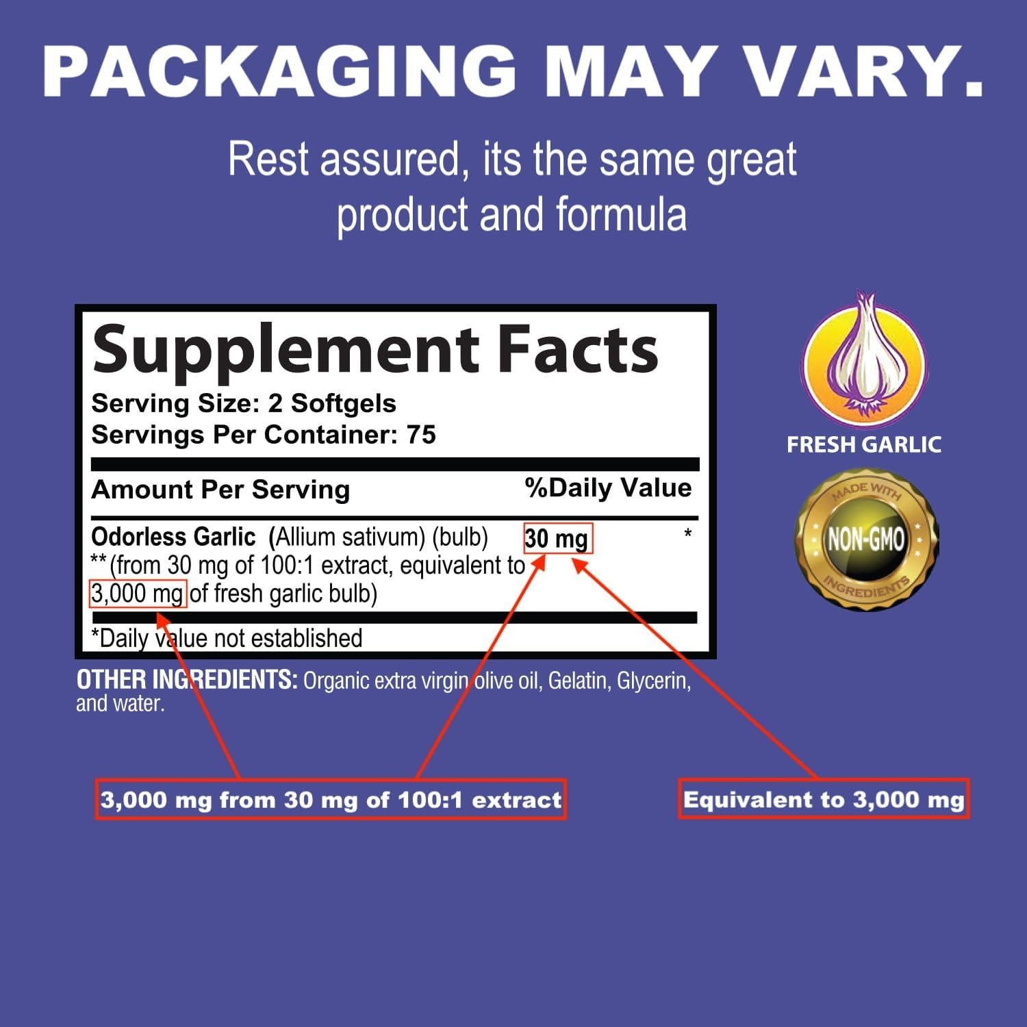 Ajo Sin Olor NaturaLife Labs 3000 mg - 150 Gelatinas Blandas