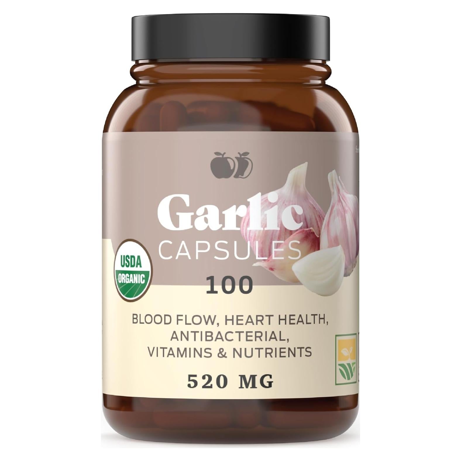 Cápsulas de Ajo Orgánico Complete Natural Products 520mg 100 Unidades