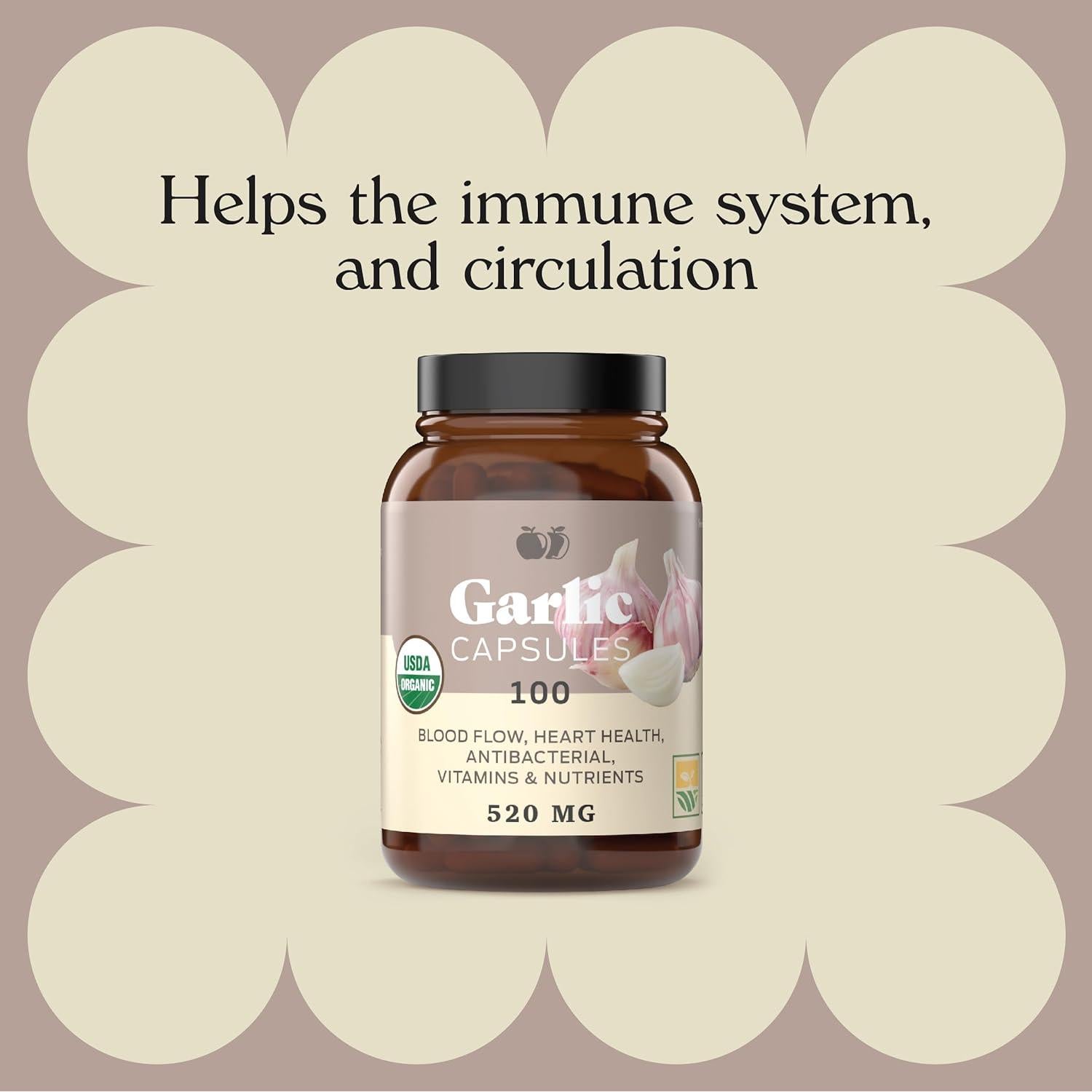 Cápsulas de Ajo Orgánico Complete Natural Products 520mg 100 Unidades