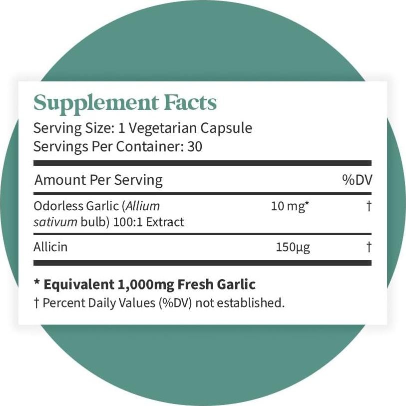 Ajo Orgánico Sin Olor Pattern Wellness 1000mg 30 Cápsulas Veganas