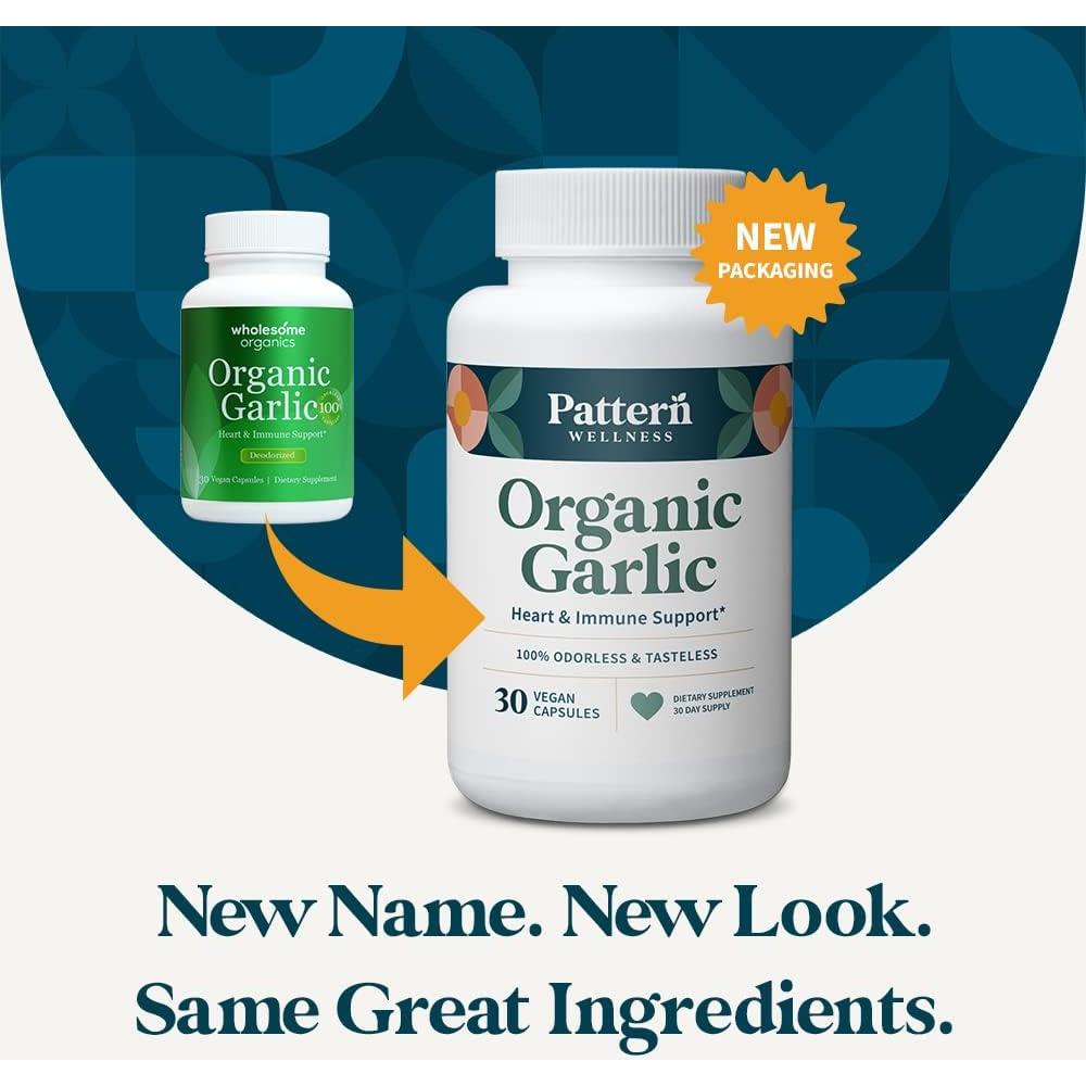 Ajo Orgánico Sin Olor Pattern Wellness 1000mg 30 Cápsulas Veganas