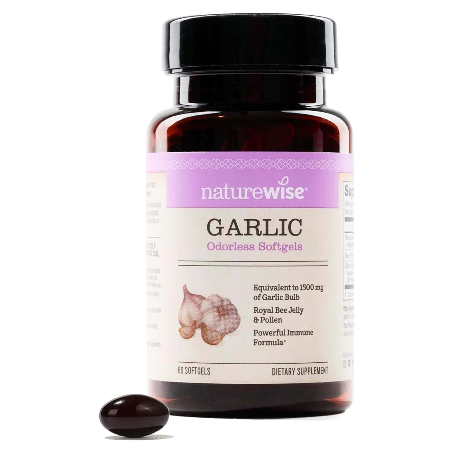 Cápsulas de Ajo Sin Olor NatureWise 1500 mg con Jalea Real