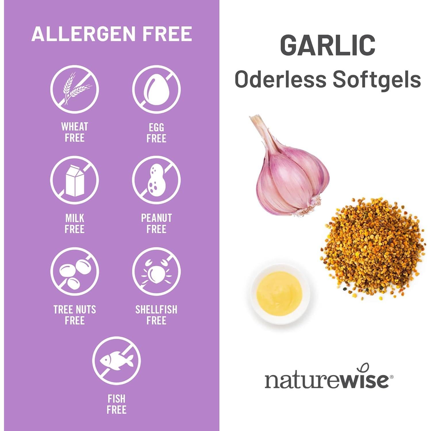 Cápsulas de Ajo Sin Olor NatureWise 1500 mg con Jalea Real