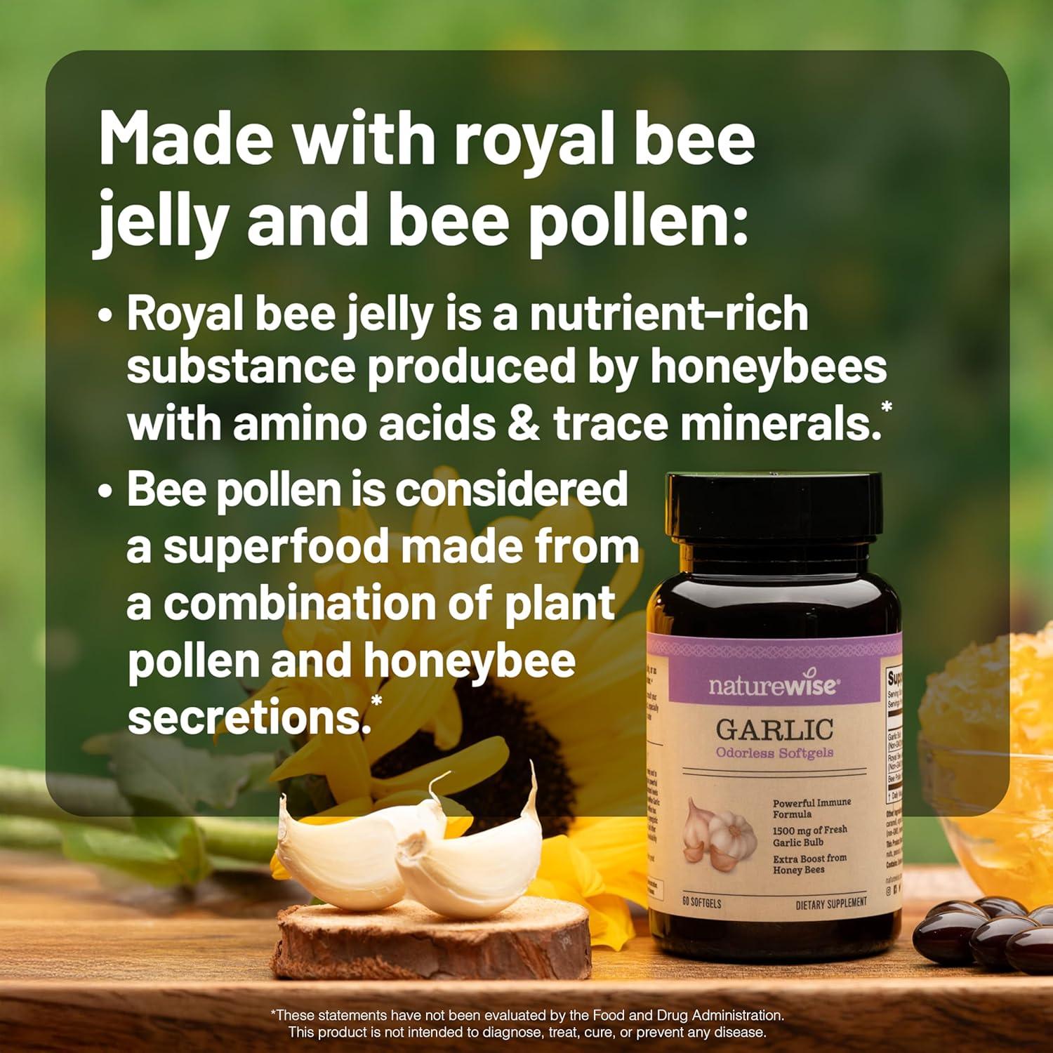 Cápsulas de Ajo Sin Olor NatureWise 1500 mg con Jalea Real