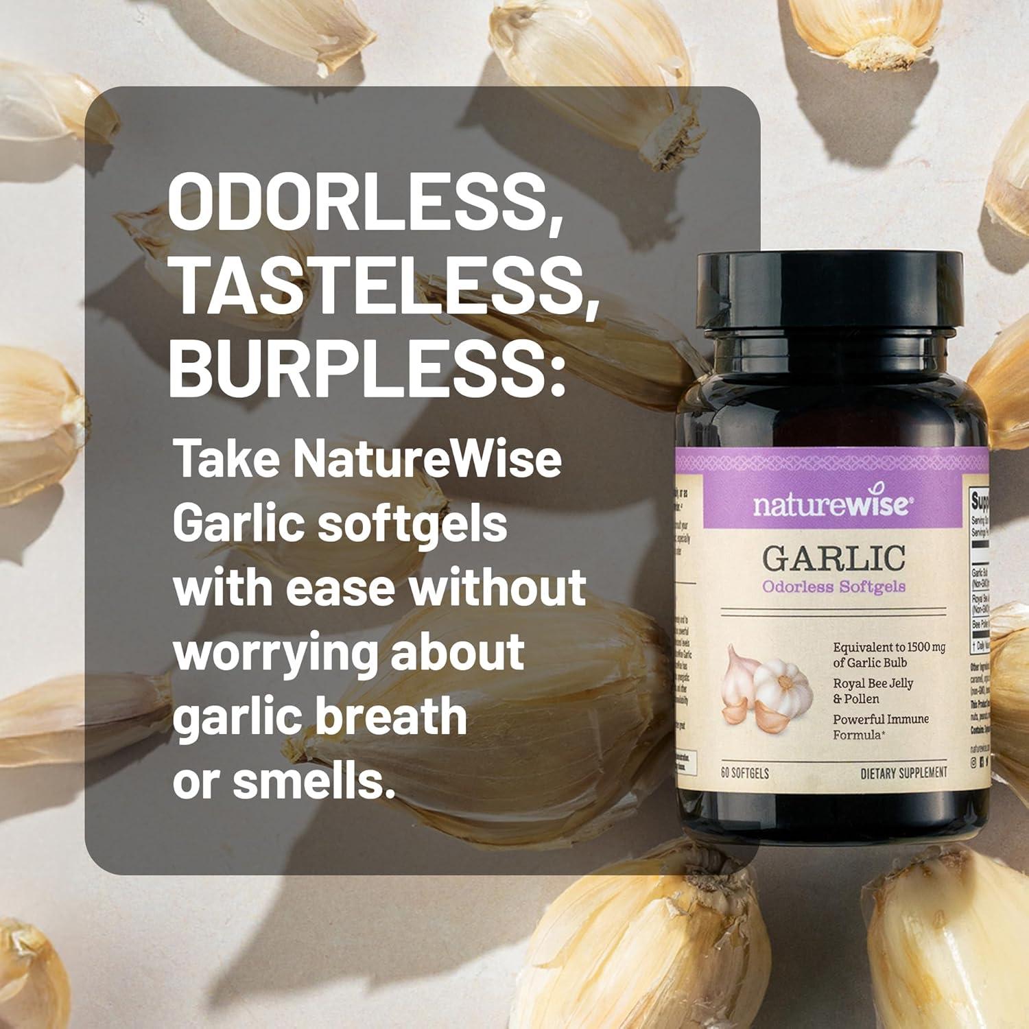 Cápsulas de Ajo Sin Olor NatureWise 1500 mg con Jalea Real
