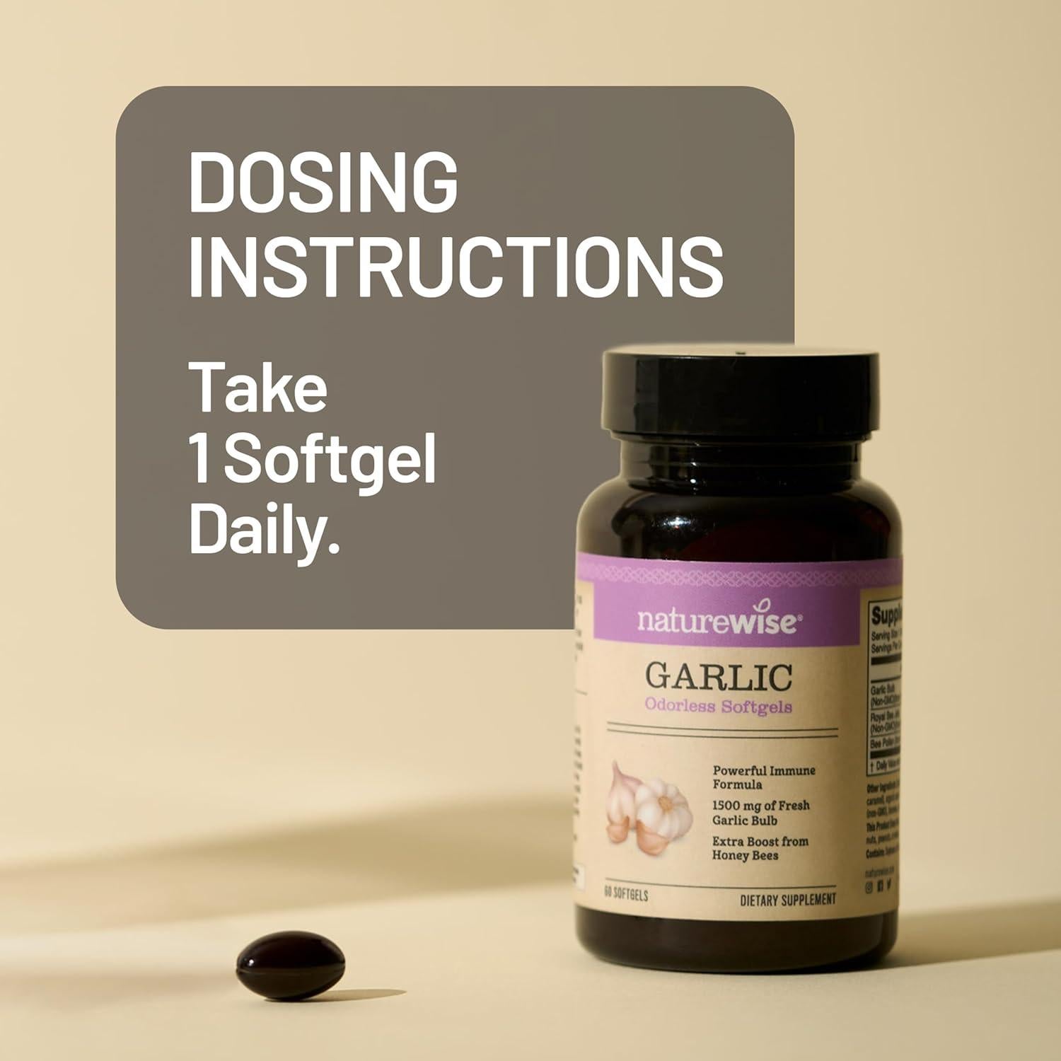 Cápsulas de Ajo Sin Olor NatureWise 1500 mg con Jalea Real