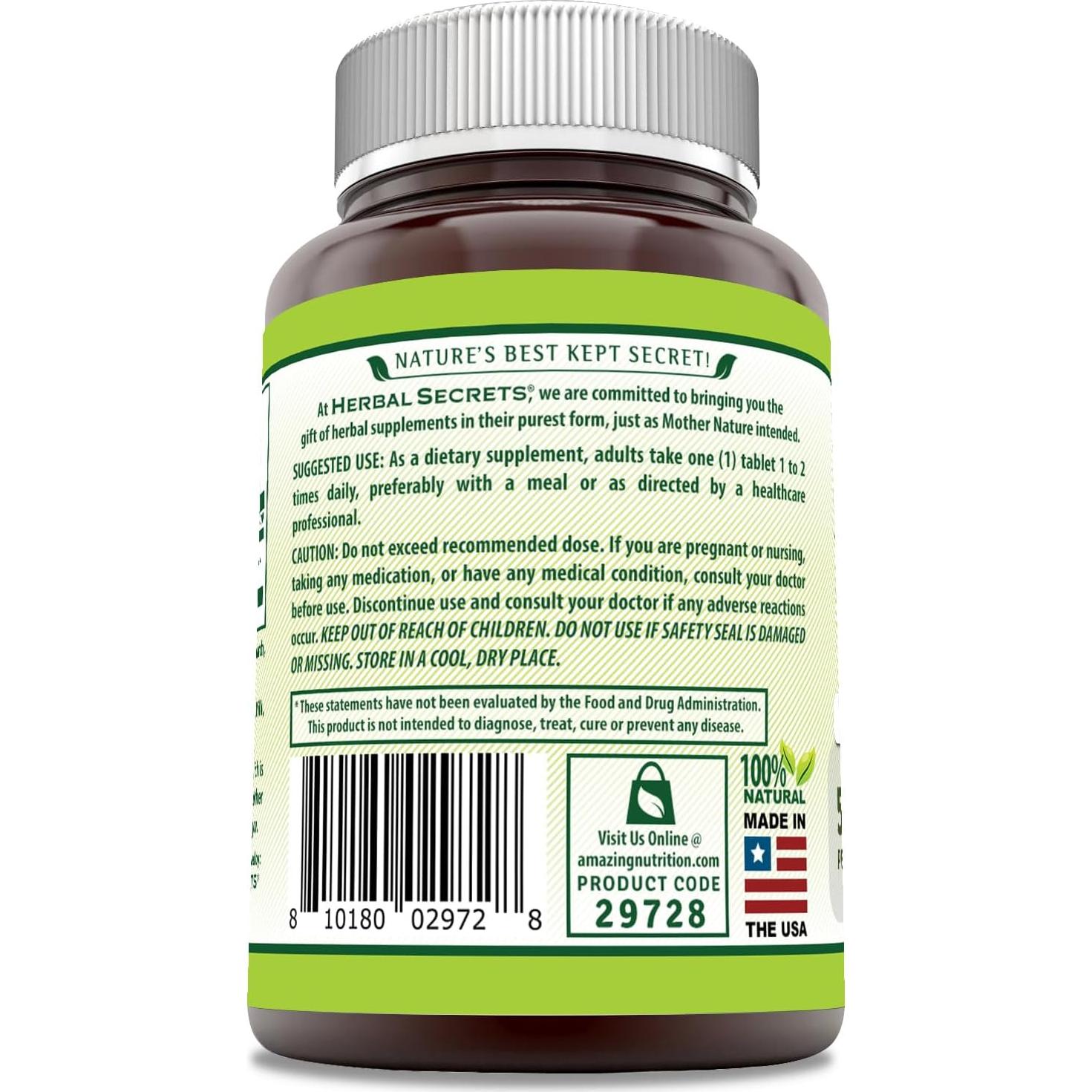Suplemento de Maca Herbal Secrets 500 Mg 120 Tabletas No OGM