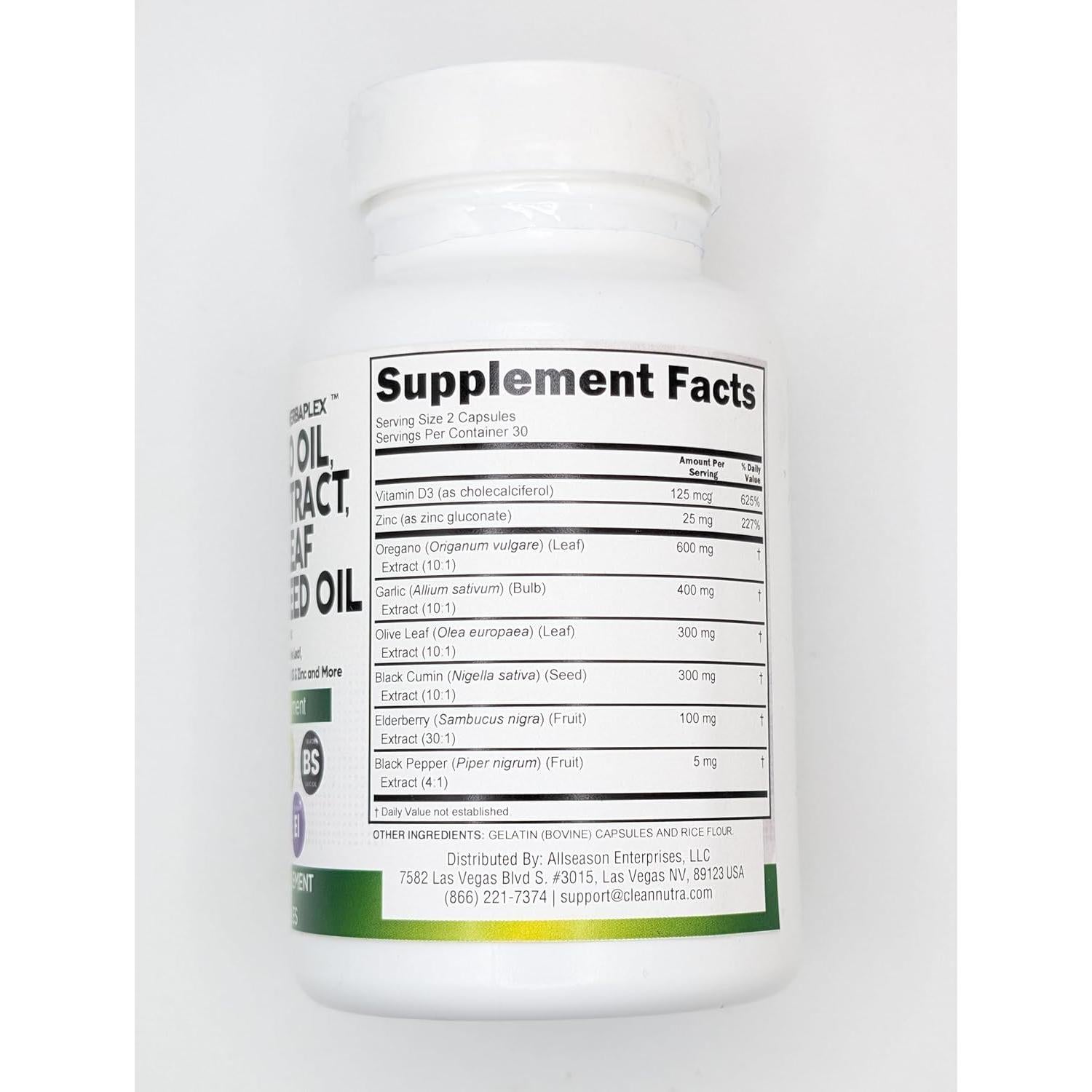 Clean Nutra Suplemento Inmunológico Aceite de Orégano 60 Cápsulas