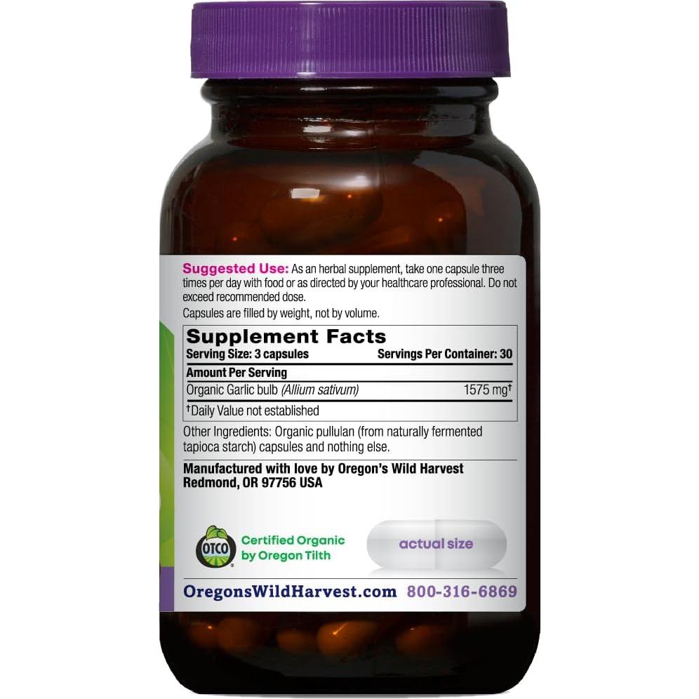 Cápsulas de Ajo Orgánico Oregon's Wild Harvest 90 Unidades