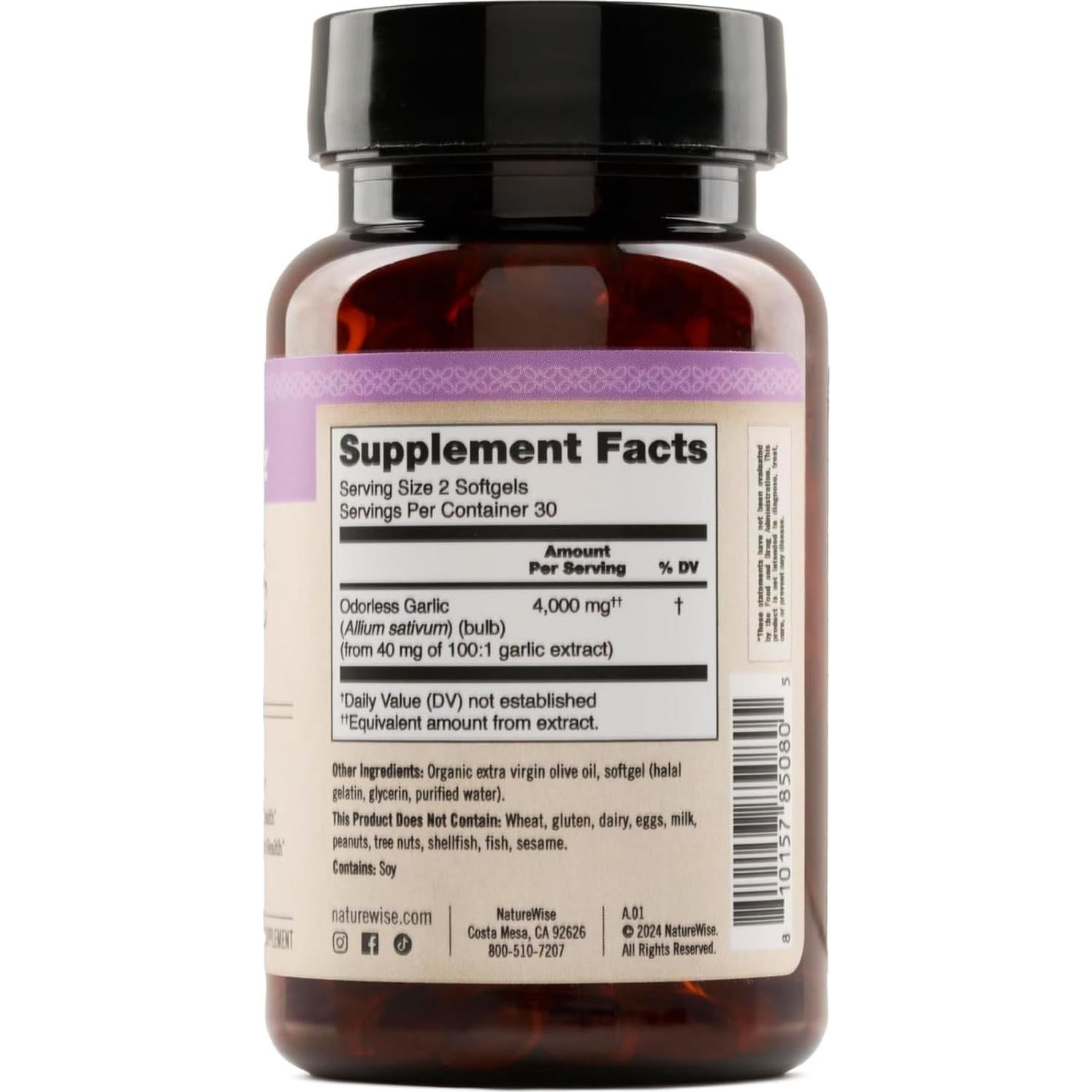 Suplemento de Ajo Sin Olor NatureWise 4000mg - 60 Softgels