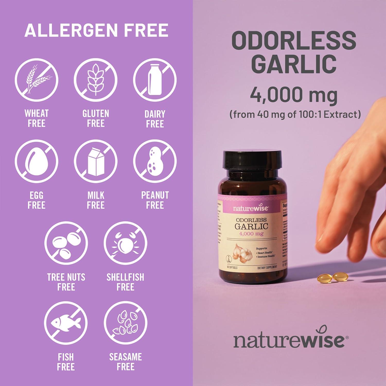 Suplemento de Ajo Sin Olor NatureWise 4000mg - 60 Softgels