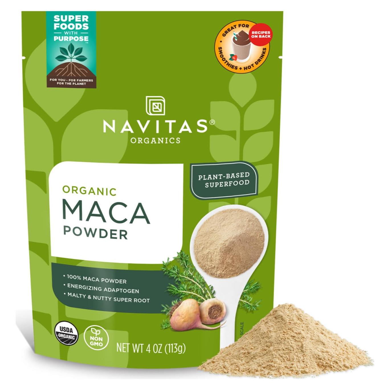 Polvo de Maca Orgánica Navitas 113.4g - Adaptógeno Energizante