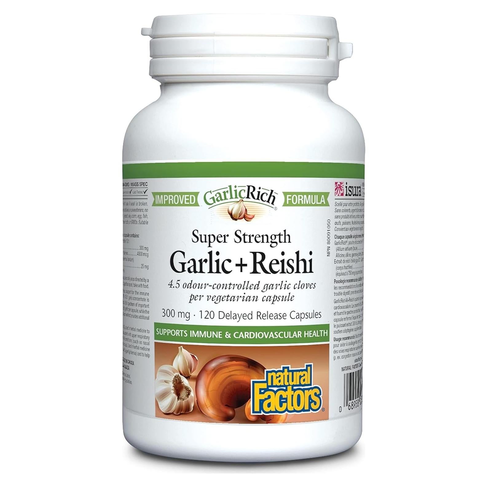 Suplemento Ajo + Reishi Natural Factors 120 Cápsulas