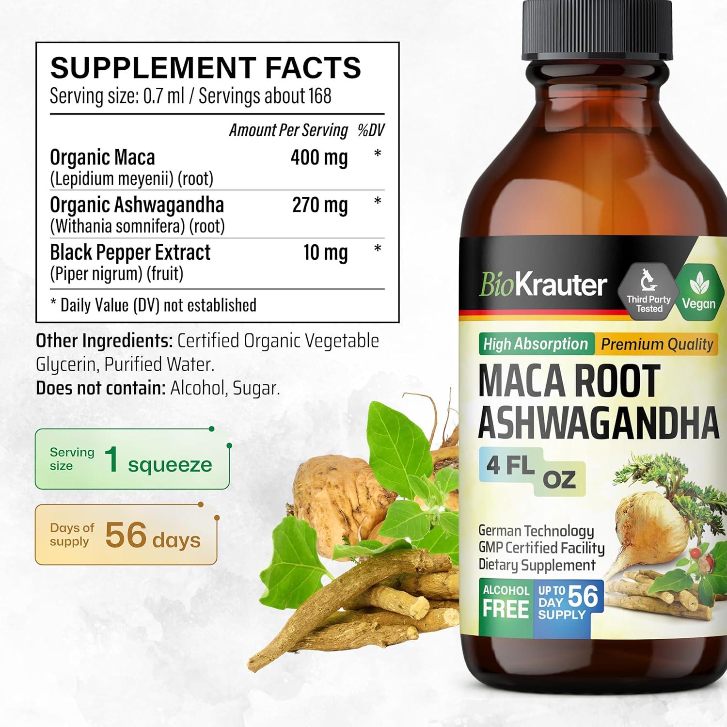 Tinctura de Raíz de Maca y Ashwagandha Bio Krauter 118 ml - Vegana
