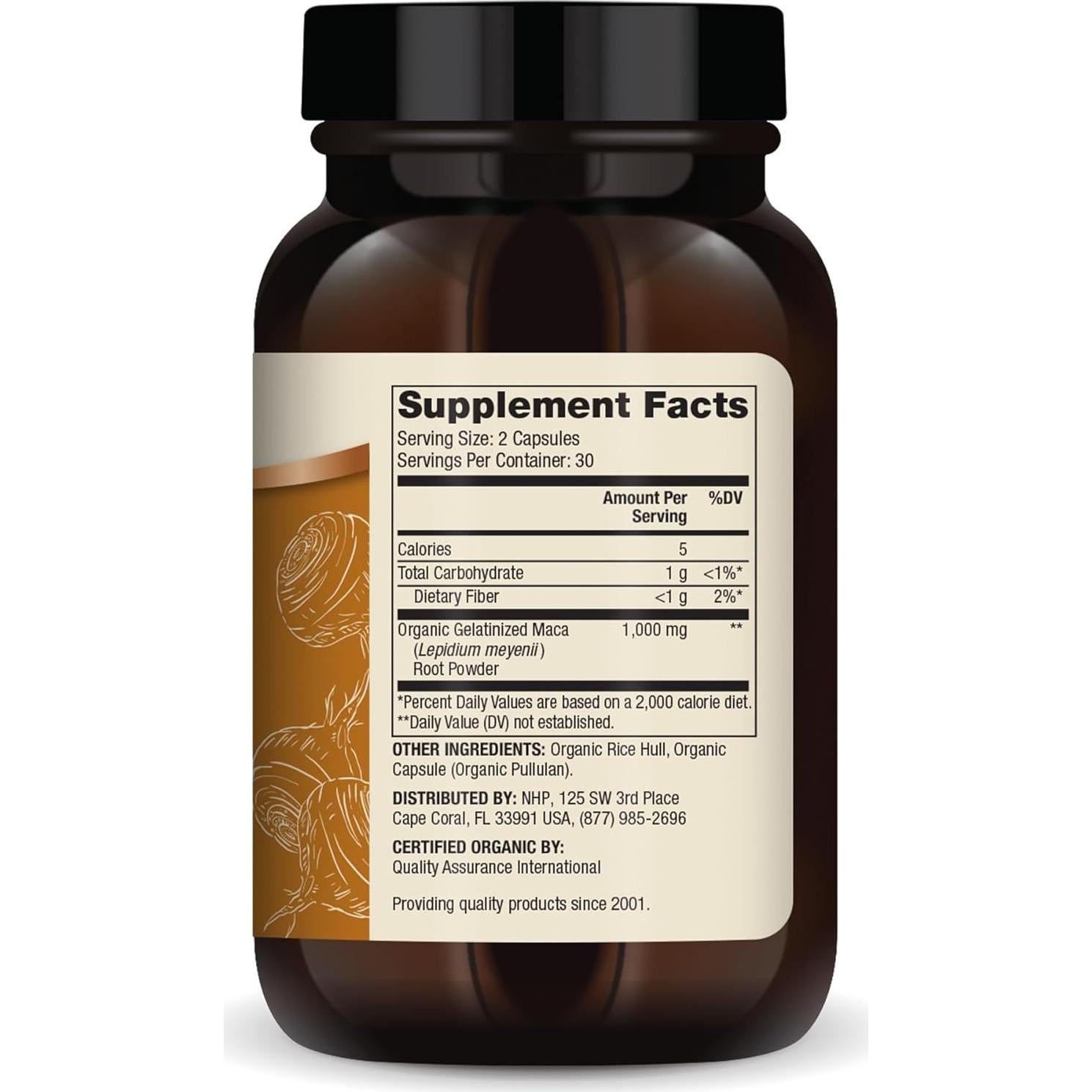 Suplemento de Maca Orgánica Gelatinizada Dr. Mercola 60 Cápsulas