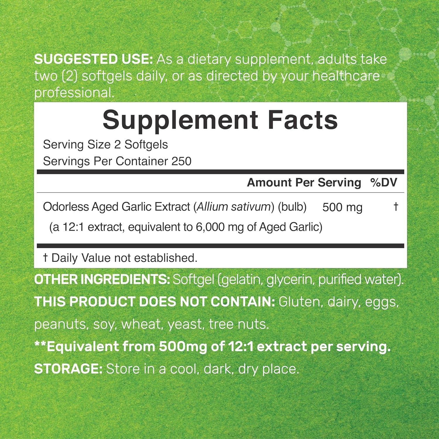 Suplemento Deal Ajo Envejecido Sin Olor 6000mg 500 Gelatinas