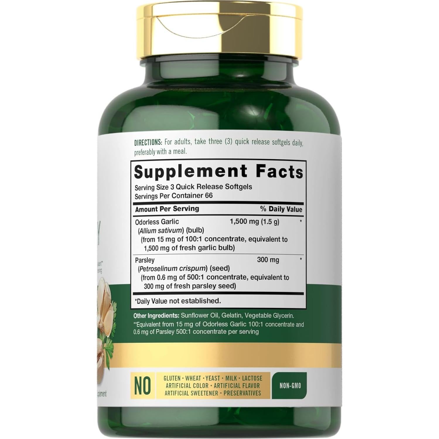 Carlyle Ajo y Perejil Sin Olor 1800mg 200 Gelatinas Blandas