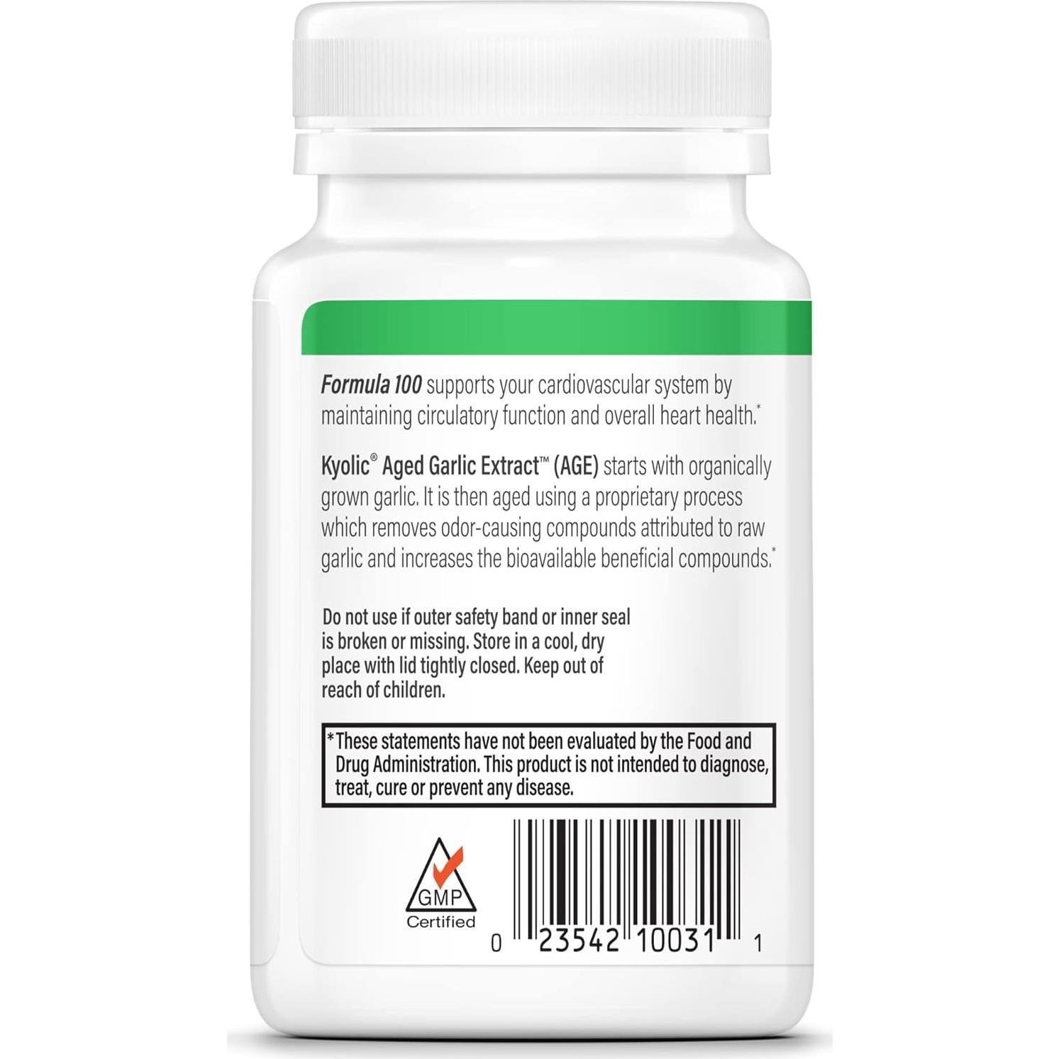 Extracto de Ajo Envejecido Kyolic 100 Tabletas Cardiovascular