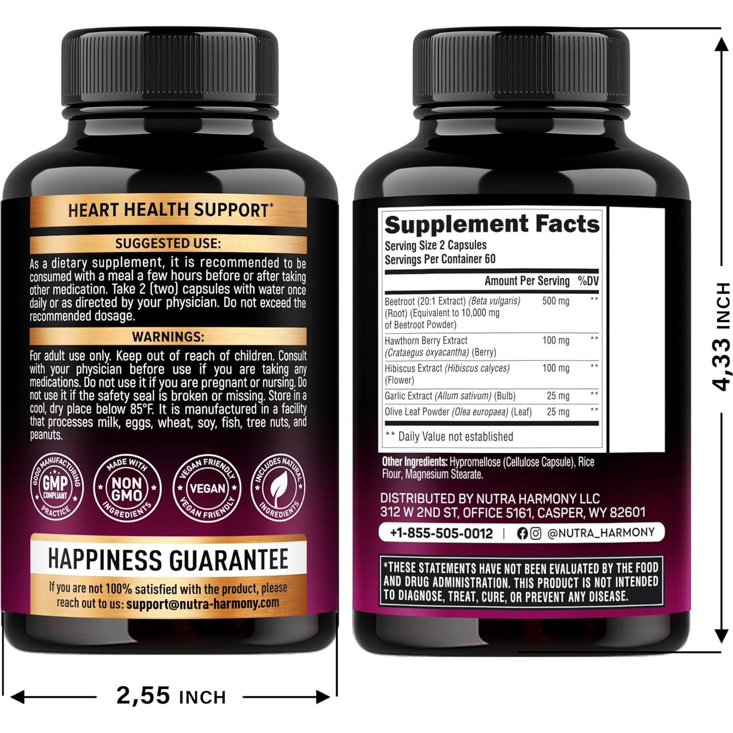 Cápsulas de Remolacha Nutra Harmony 120 Unidades - Salud Cardiaca